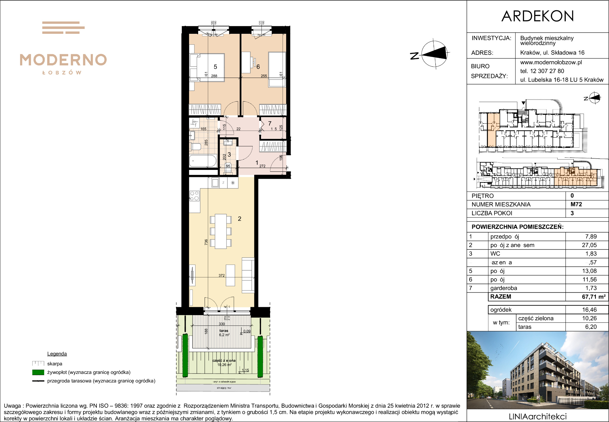 Mieszkanie 67,71 m², parter, oferta nr 72, Moderno Łobzów, Kraków, Krowodrza, ul. Składowa-idx