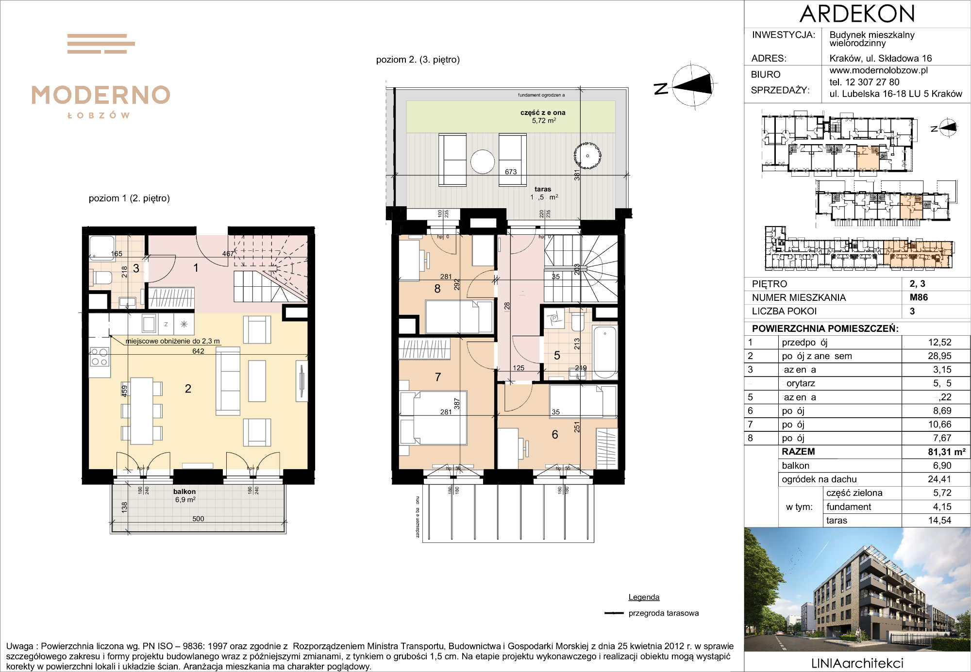 Mieszkanie 81,31 m², piętro 2, oferta nr 86, Moderno Łobzów, Kraków, Krowodrza, ul. Składowa-idx