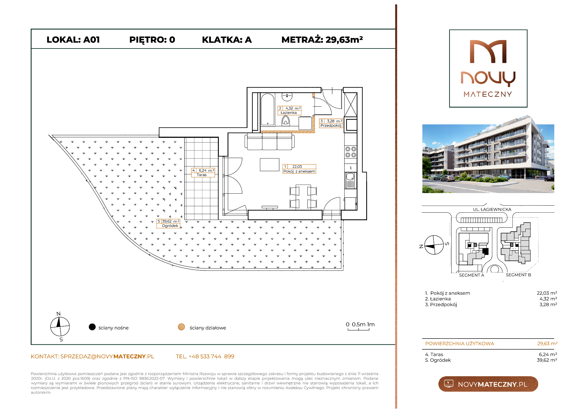 Mieszkanie 29,63 m², parter, oferta nr A01, Novy Mateczny, Kraków, Podgórze, ul. Łagiewnicka-idx