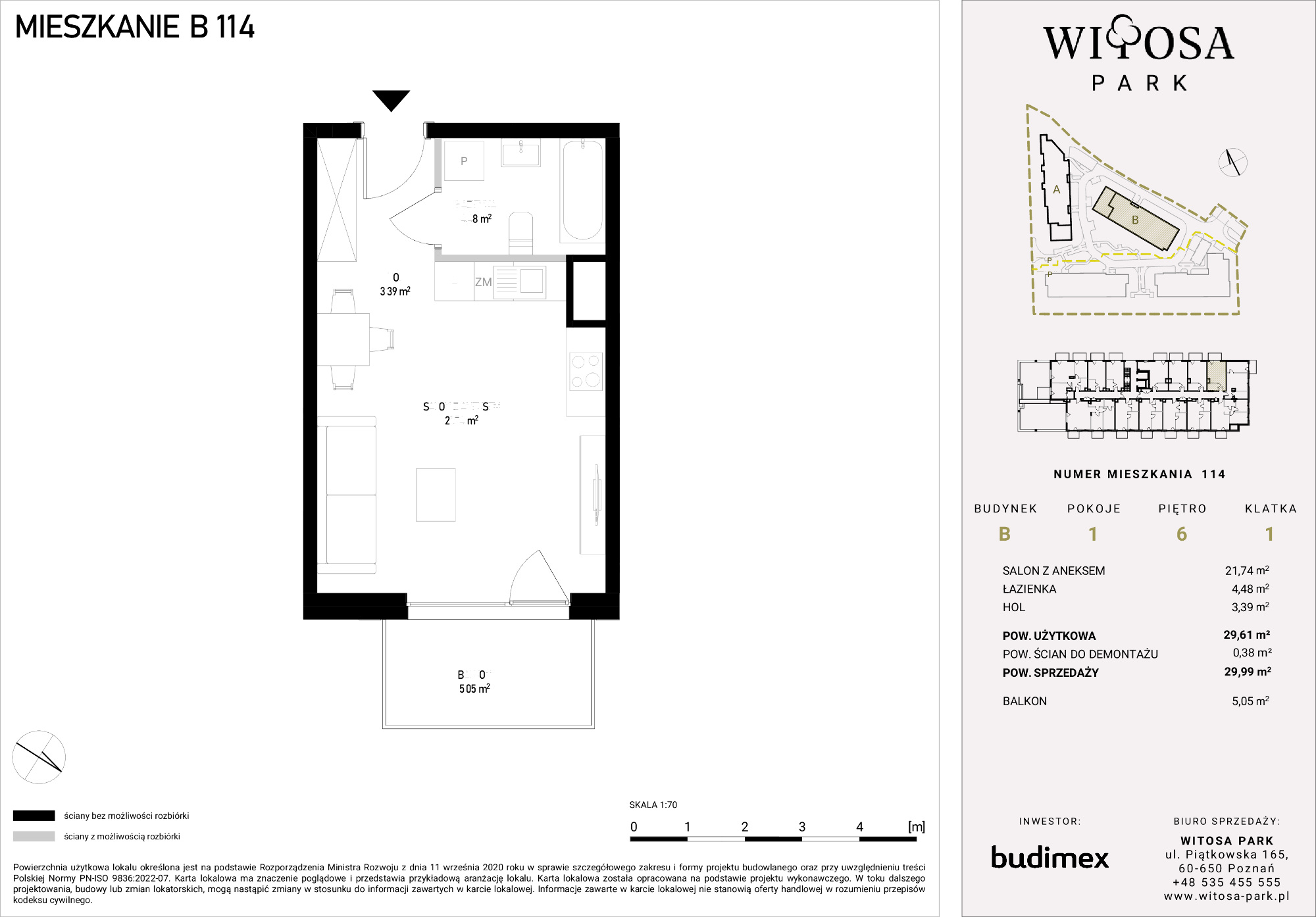 Mieszkanie 29,99 m², piętro 6, oferta nr B/114, Witosa Park, Poznań, Winiary, Winiary, ul. Piątkowska 165 A-B-idx