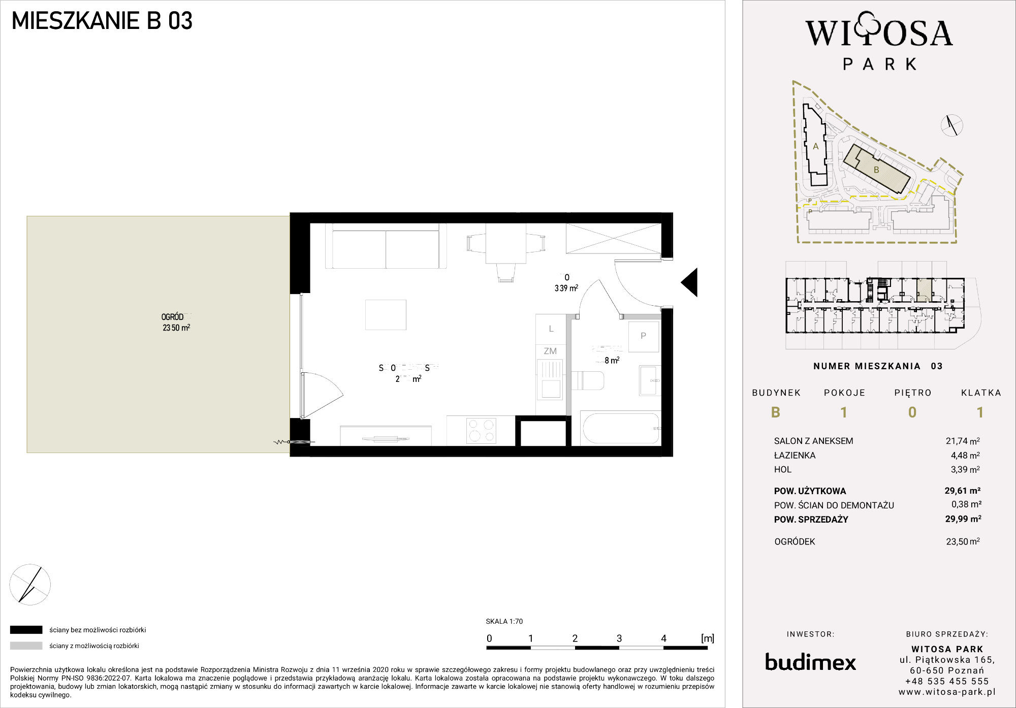 Mieszkanie 29,99 m², parter, oferta nr B/3, Witosa Park, Poznań, Winiary, Winiary, ul. Piątkowska 165 A-B-idx