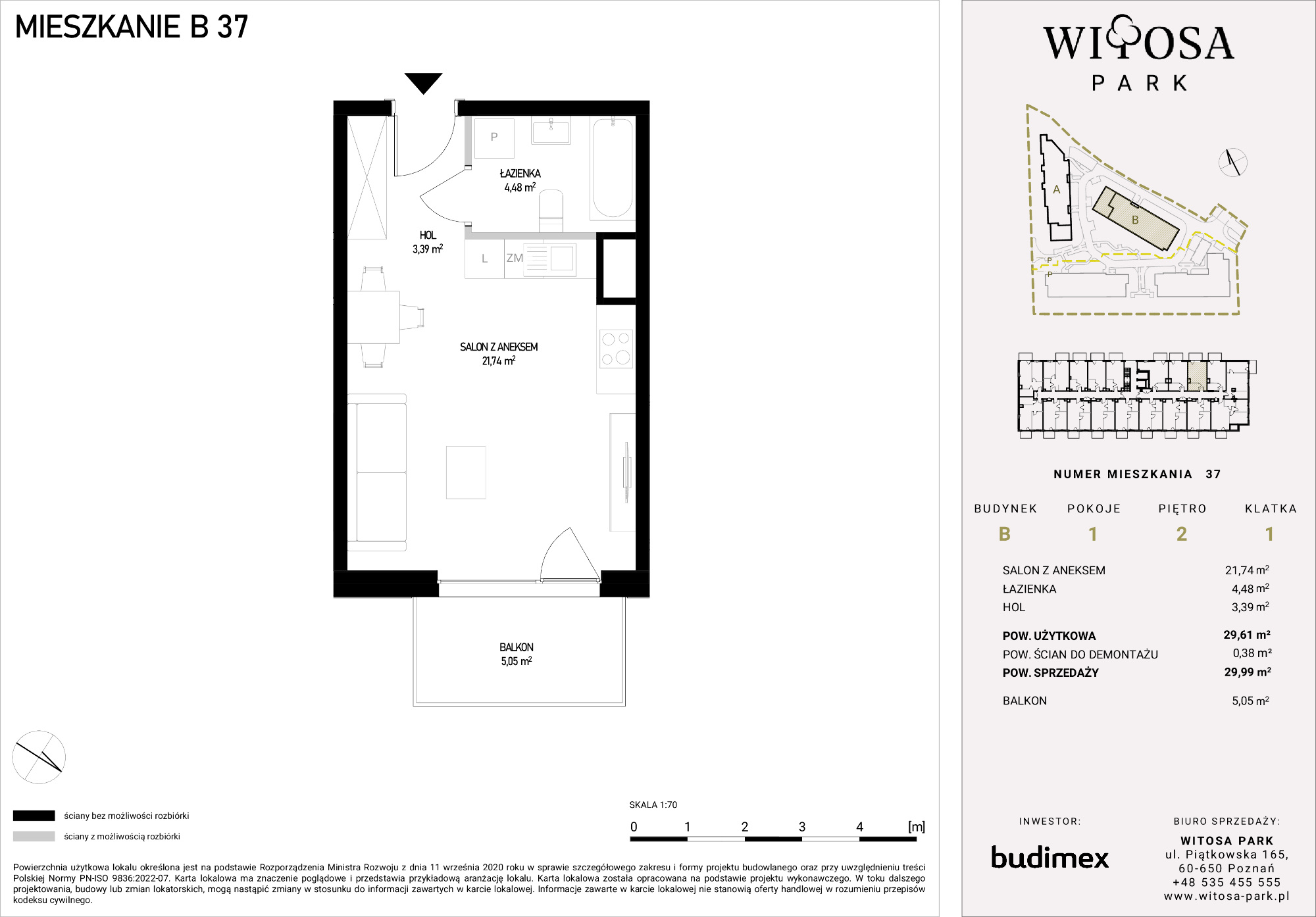 Mieszkanie 29,99 m², piętro 2, oferta nr B/37, Witosa Park, Poznań, Winiary, Winiary, ul. Piątkowska 165 A-B-idx