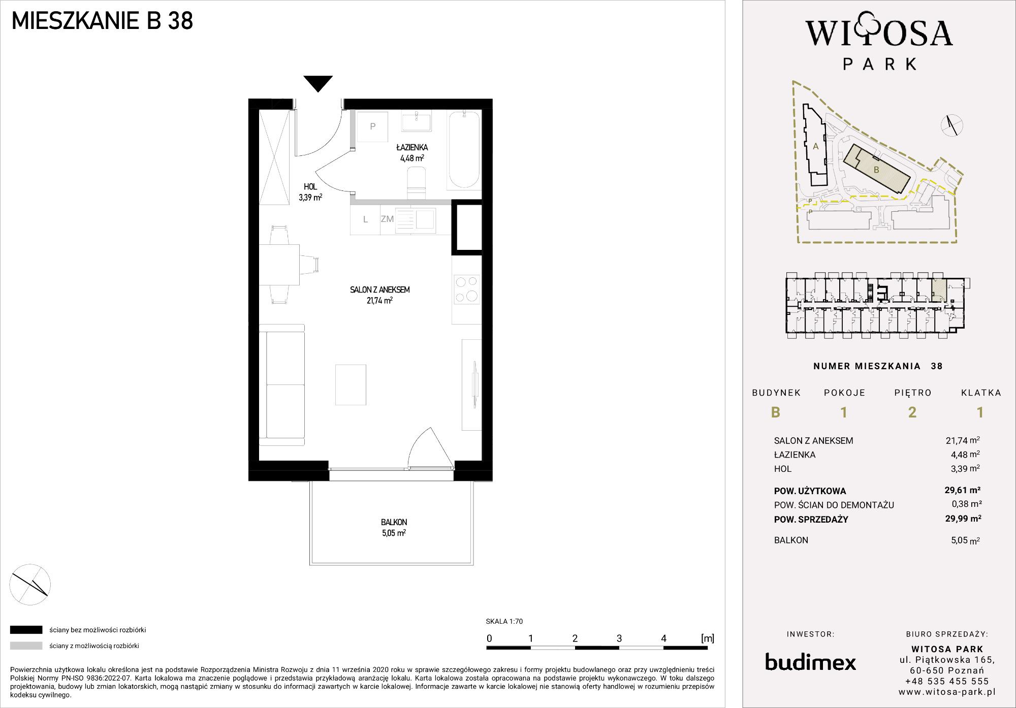 Mieszkanie 29,99 m², piętro 2, oferta nr B/38, Witosa Park, Poznań, Winiary, Winiary, ul. Piątkowska 165 A-B-idx