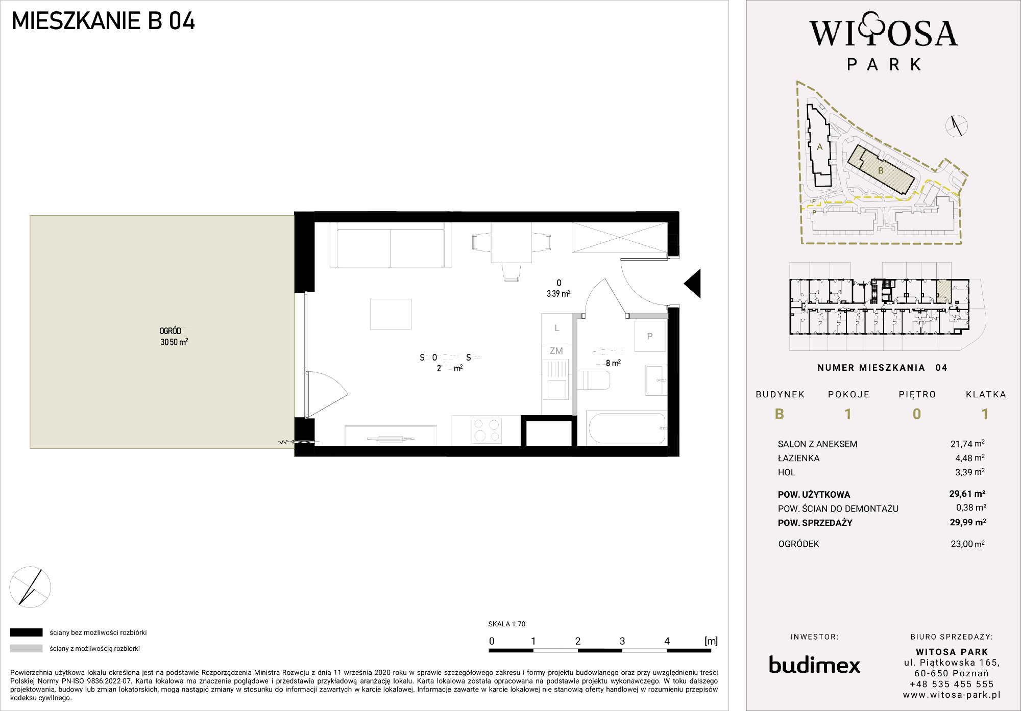 Mieszkanie 29,99 m², parter, oferta nr B/4, Witosa Park, Poznań, Winiary, Winiary, ul. Piątkowska 165 A-B-idx