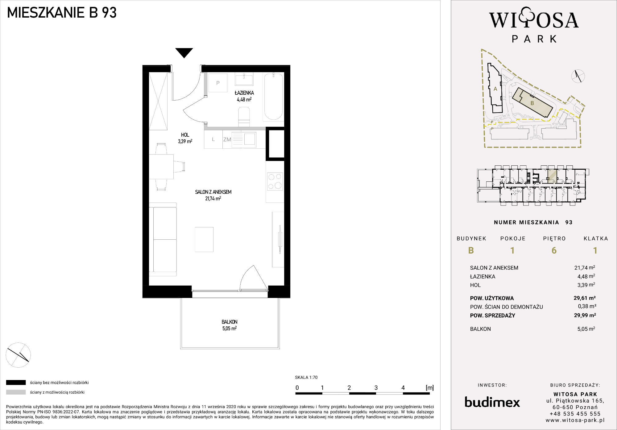 Mieszkanie 29,99 m², piętro 5, oferta nr B/93, Witosa Park, Poznań, Winiary, Winiary, ul. Piątkowska 165 A-B-idx