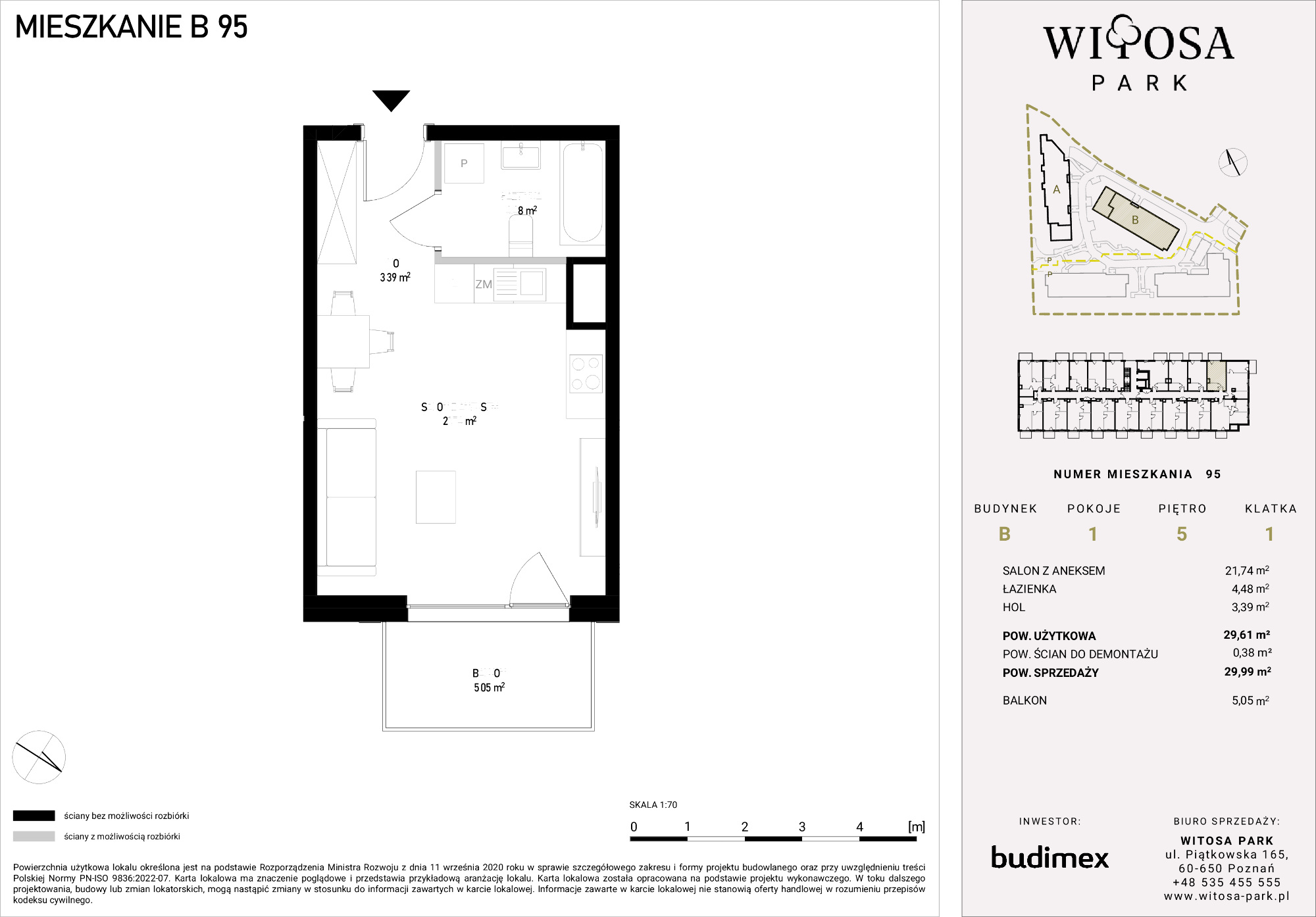 Mieszkanie 29,99 m², piętro 5, oferta nr B/95, Witosa Park, Poznań, Winiary, Winiary, ul. Piątkowska 165 A-B-idx