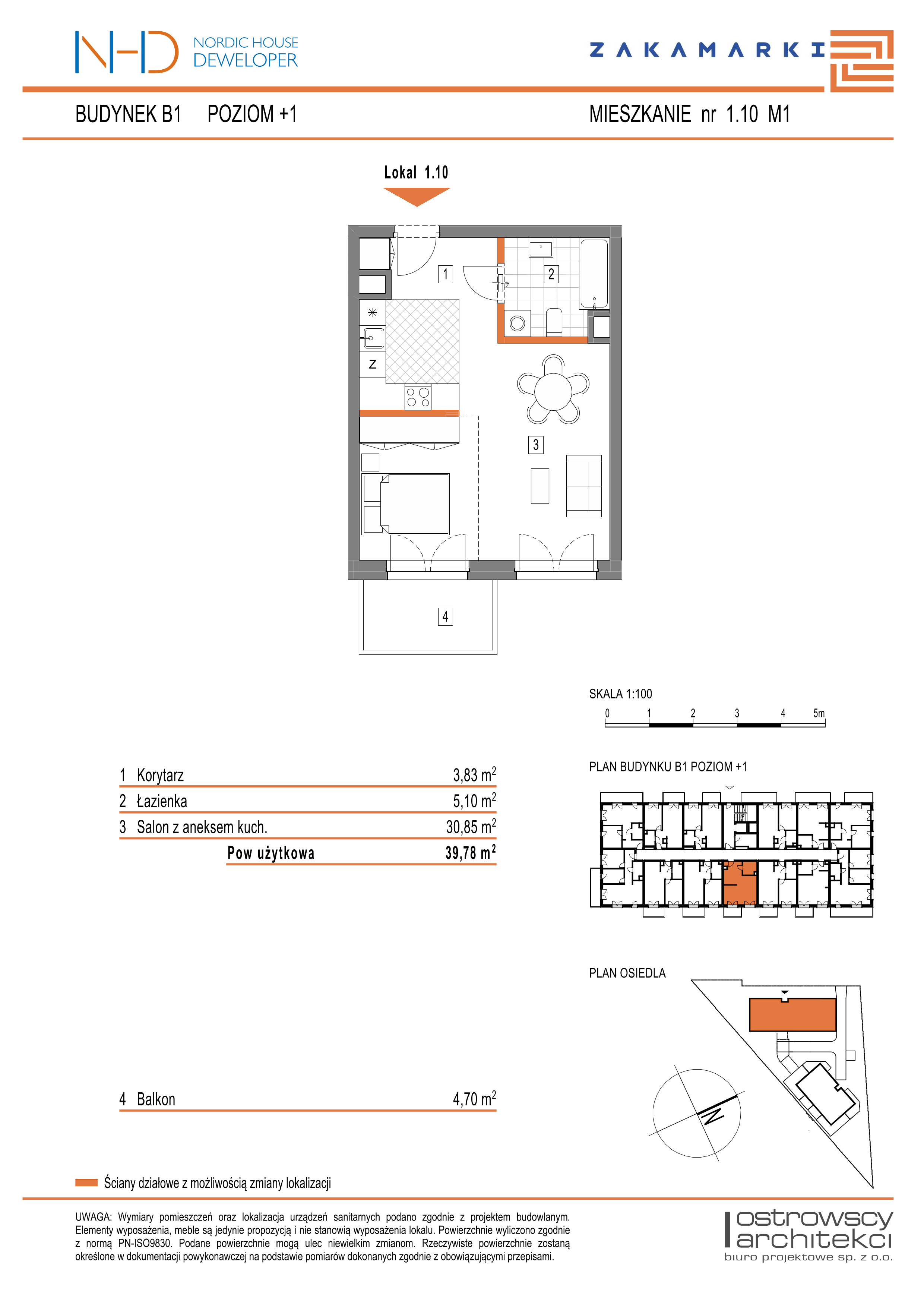 Mieszkanie 39,78 m², piętro 1, oferta nr B1.1.10, Zakamarki, Marki, Aleja Marszałka Józefa Piłsudskiego 102-idx