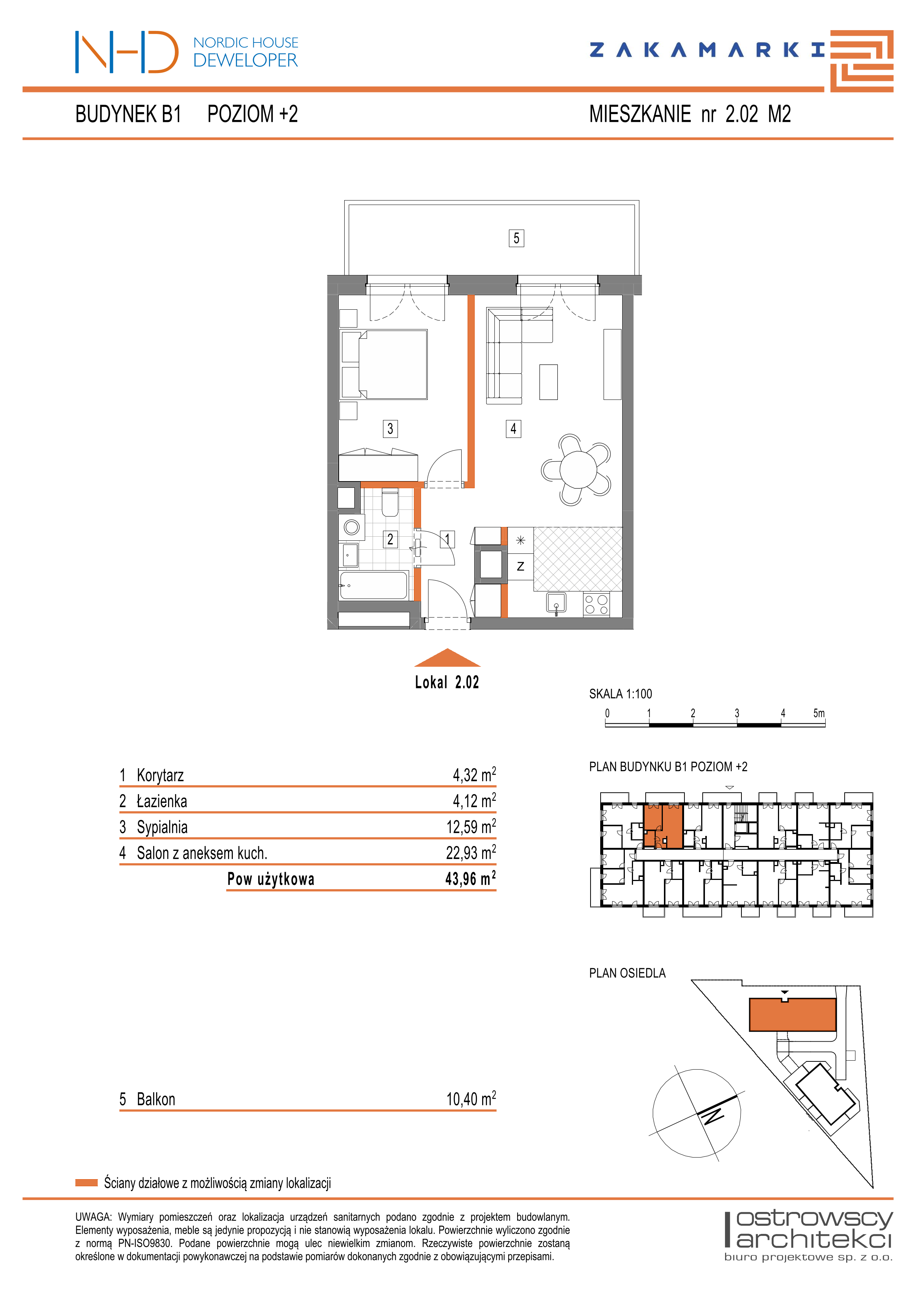 Mieszkanie 43,96 m², piętro 2, oferta nr B1.2.02, Zakamarki, Marki, Aleja Marszałka Józefa Piłsudskiego 102-idx