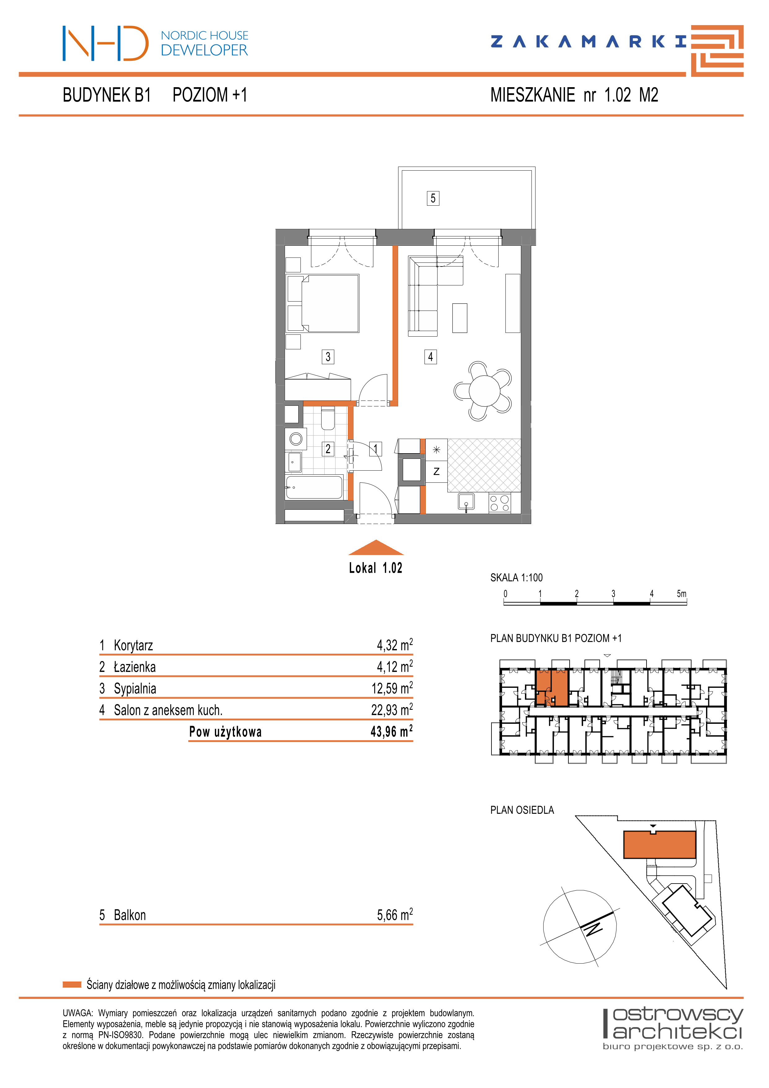 Mieszkanie 43,96 m², piętro 1, oferta nr B1.1.02, Zakamarki, Marki, Aleja Marszałka Józefa Piłsudskiego 102-idx