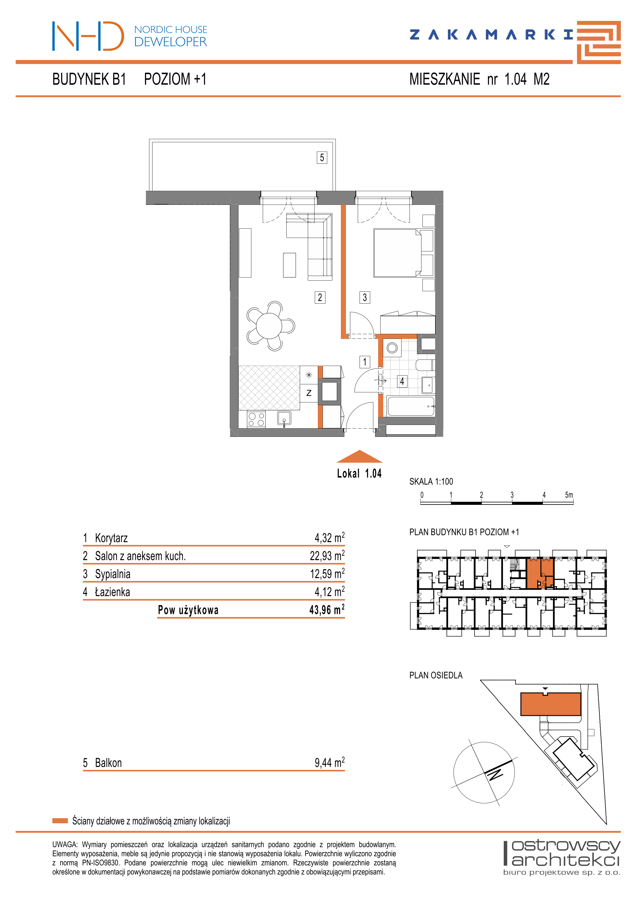 Mieszkanie 43,96 m², piętro 1, oferta nr B1.1.04, Zakamarki, Marki, Aleja Marszałka Józefa Piłsudskiego 102-idx