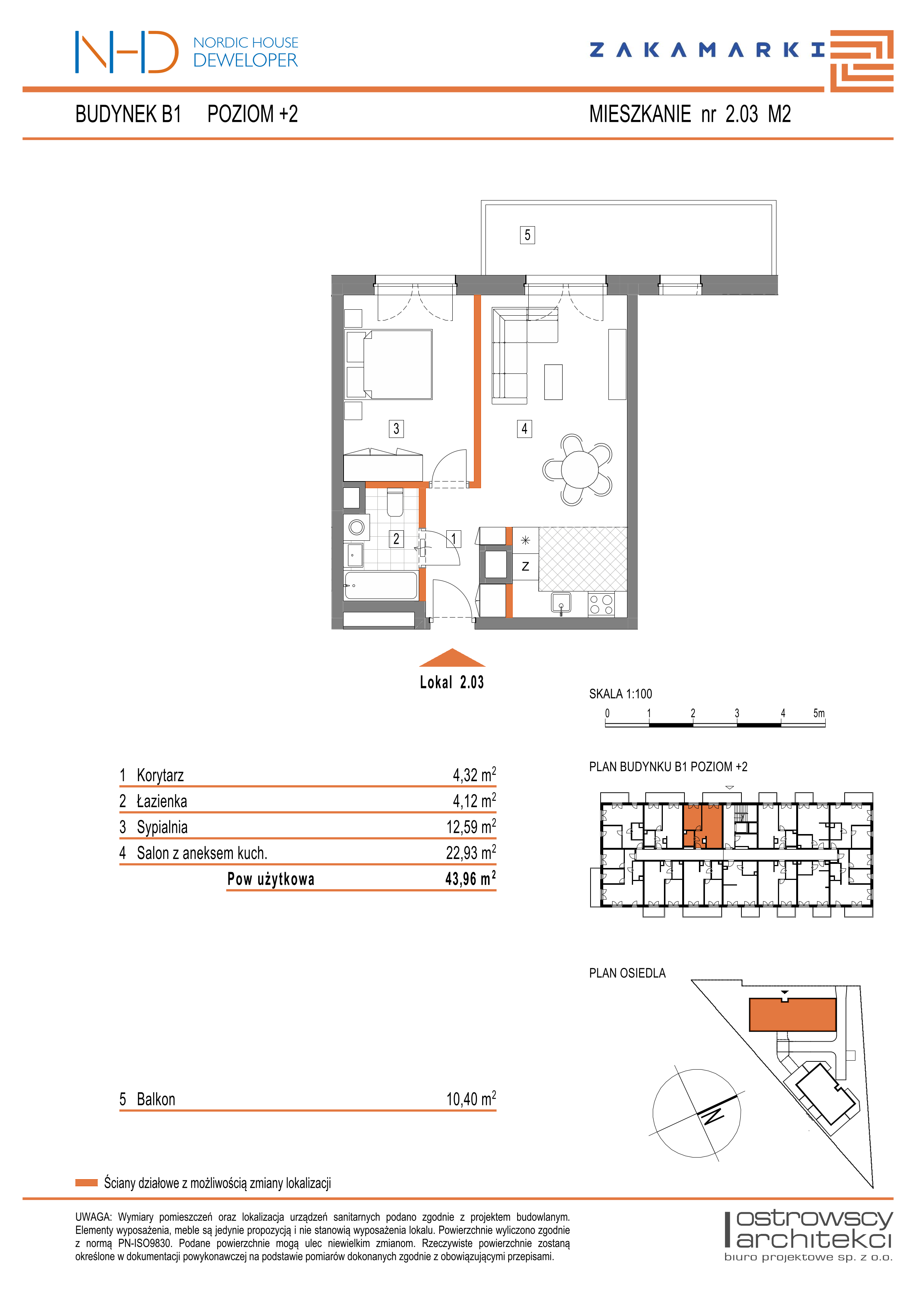 Mieszkanie 43,96 m², piętro 2, oferta nr B1.2.03, Zakamarki, Marki, Aleja Marszałka Józefa Piłsudskiego 102-idx