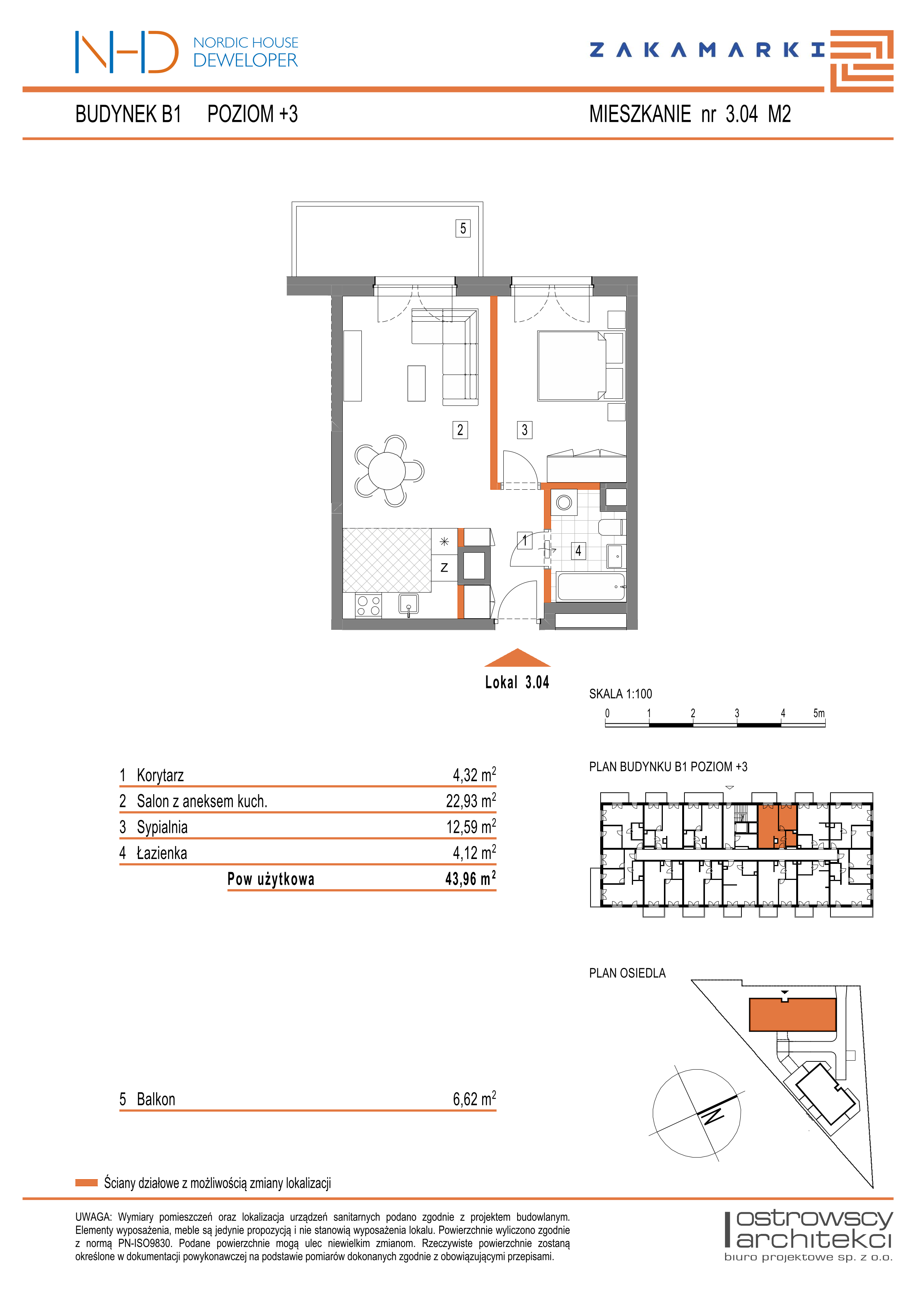 Mieszkanie 43,96 m², piętro 3, oferta nr B1.3.04, Zakamarki, Marki, Aleja Marszałka Józefa Piłsudskiego 102-idx