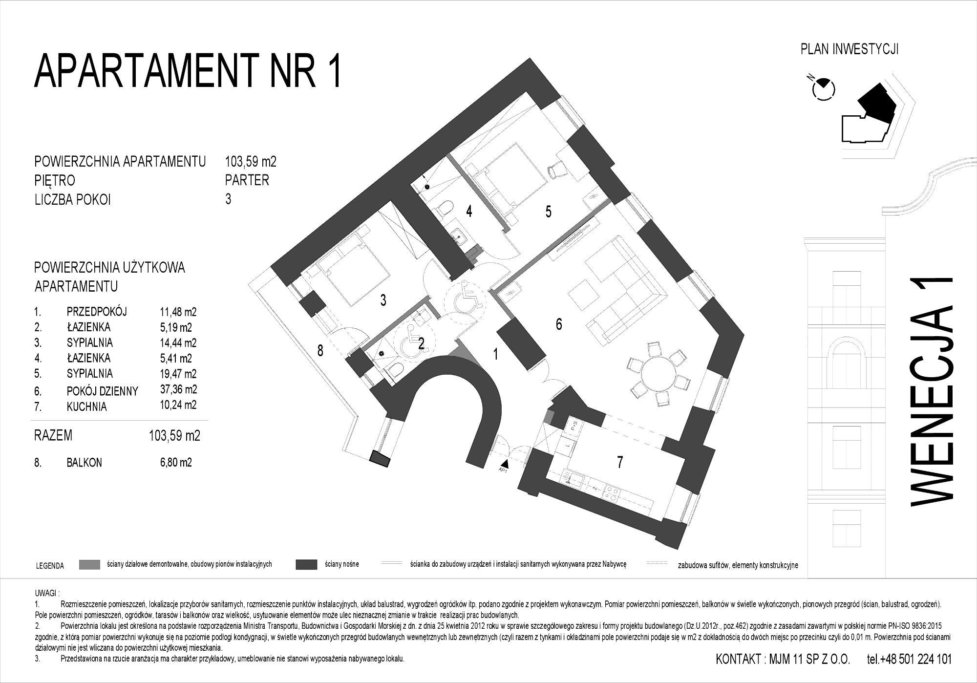 Apartament 103,59 m², parter, oferta nr A1, Wenecja 1, Kraków, Stare Miasto, Piasek, ul. Wenecja / Garncarska-idx