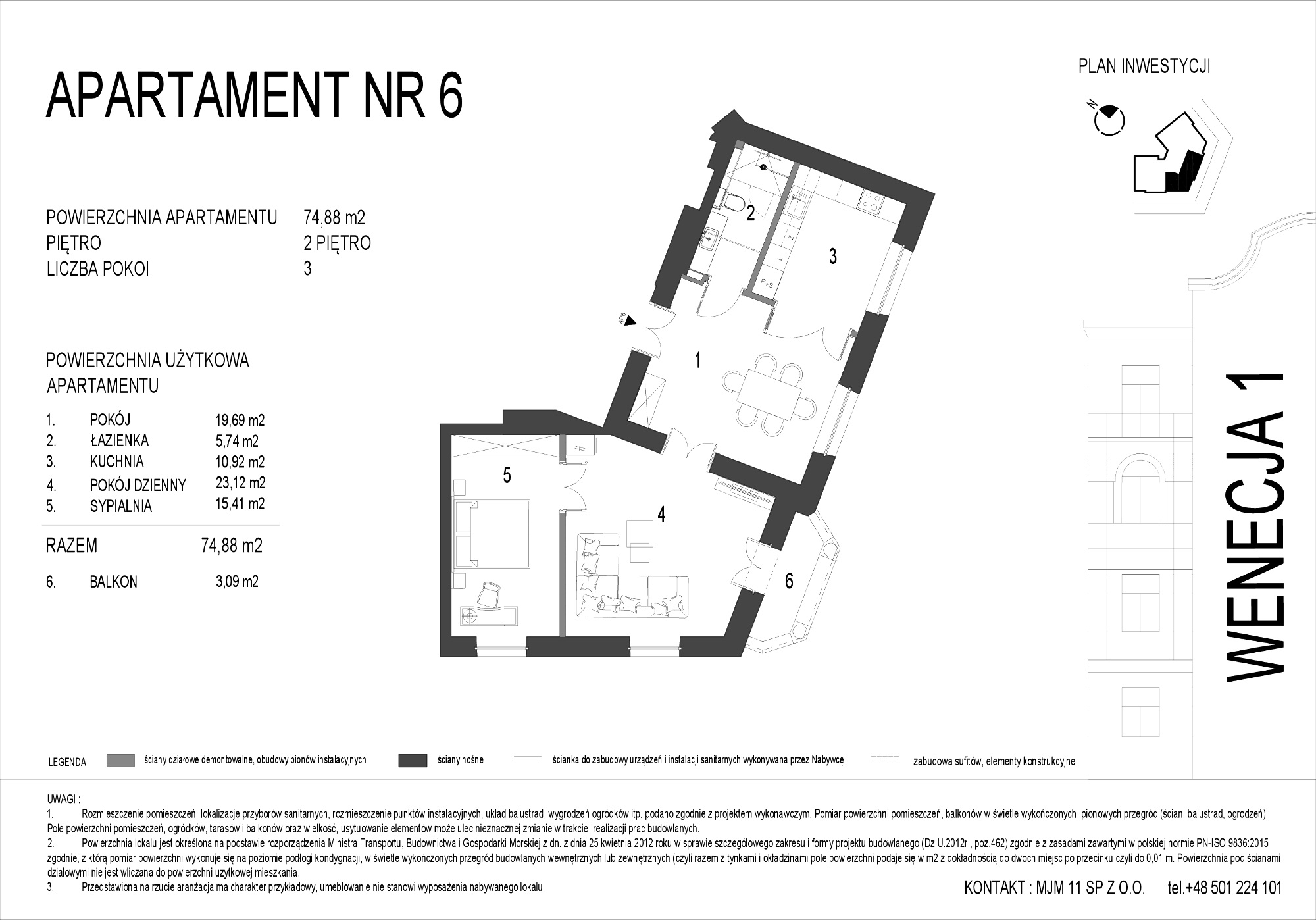 Apartament 74,88 m², piętro 2, oferta nr A6, Wenecja 1, Kraków, Stare Miasto, Piasek, ul. Wenecja / Garncarska-idx