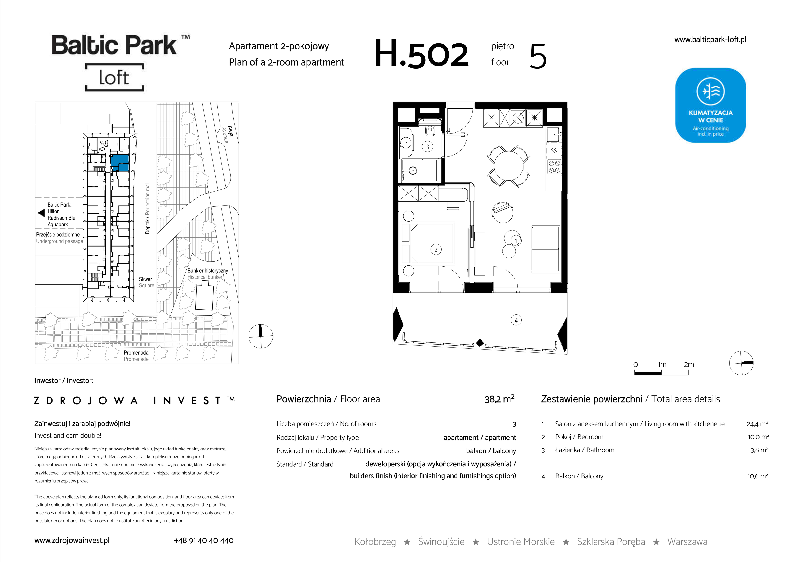 Apartament 38,20 m², piętro 5, oferta nr H.502, Baltic Park Loft, Świnoujście, ul. Uzdrowiskowa 42-idx