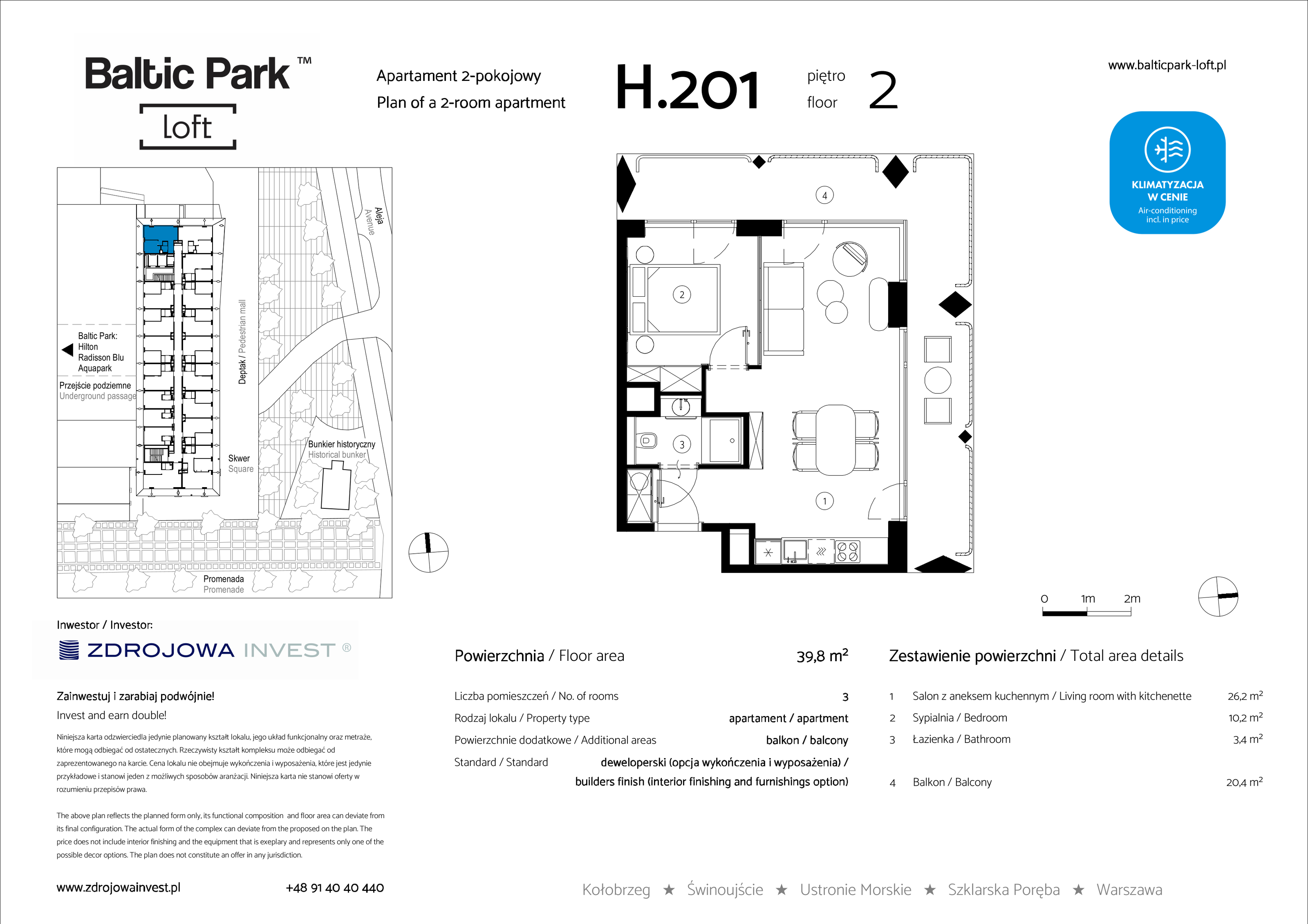 Apartament 39,80 m², piętro 2, oferta nr H.201, Baltic Park Loft, Świnoujście, ul. Uzdrowiskowa 42-idx