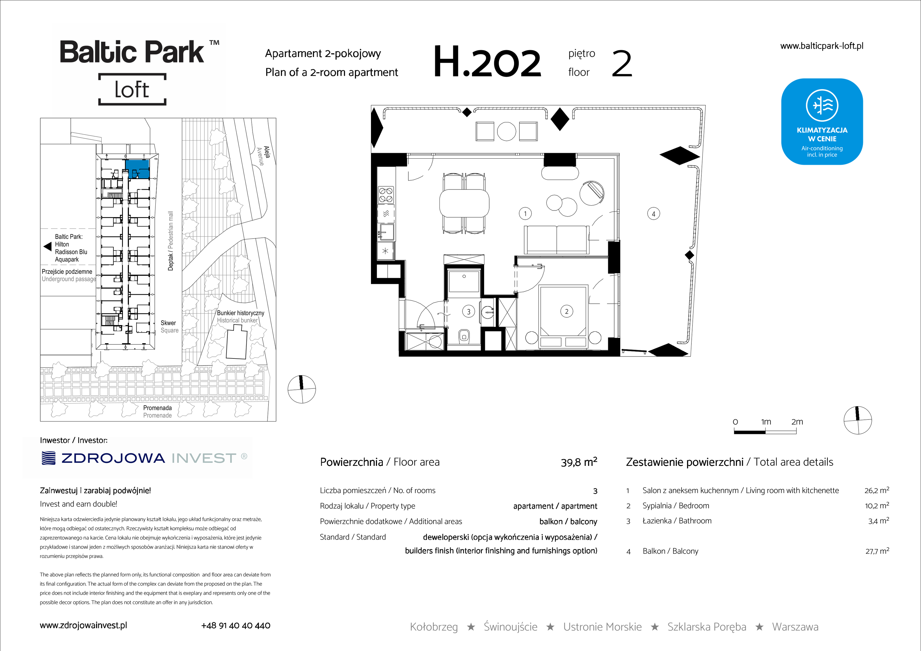 Apartament 39,80 m², piętro 2, oferta nr H.202, Baltic Park Loft, Świnoujście, ul. Uzdrowiskowa 42-idx