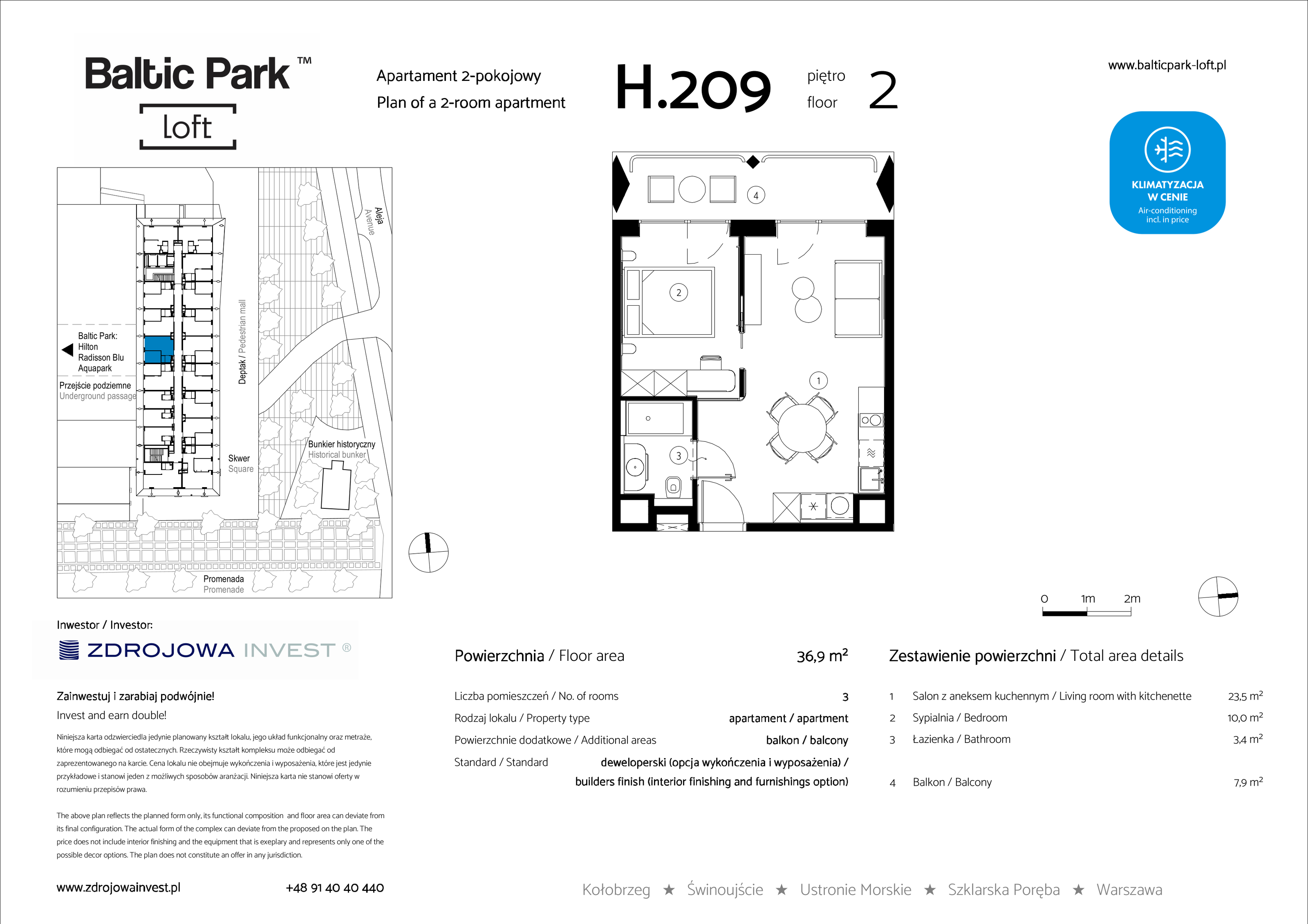 Apartament 36,90 m², piętro 2, oferta nr H.209, Baltic Park Loft, Świnoujście, ul. Uzdrowiskowa 42-idx