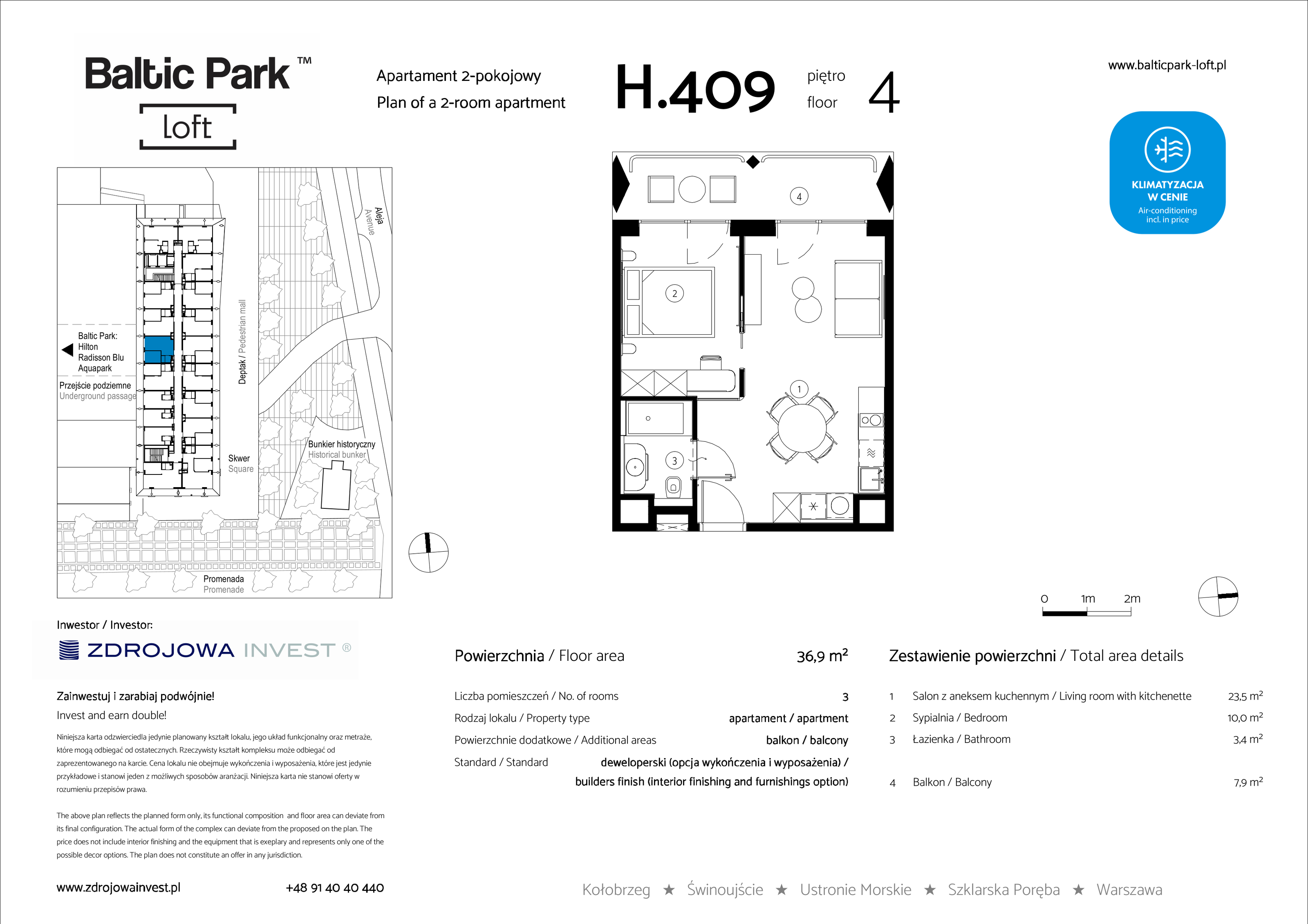 Apartament 36,90 m², piętro 4, oferta nr H.409, Baltic Park Loft, Świnoujście, ul. Uzdrowiskowa 42-idx