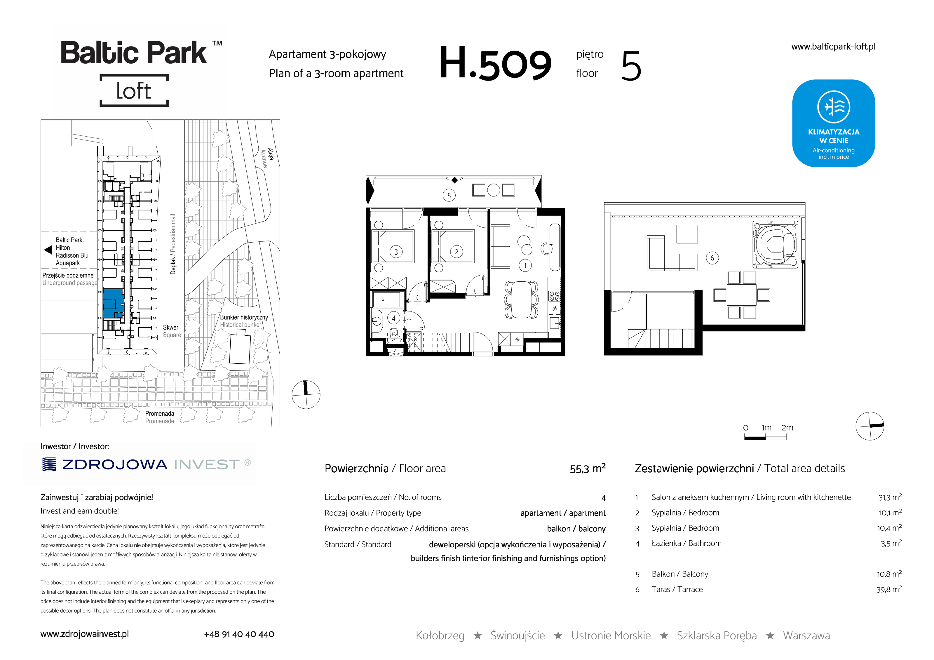 Apartament 55,30 m², piętro 5, oferta nr H.509, Baltic Park Loft, Świnoujście, ul. Uzdrowiskowa 42-idx