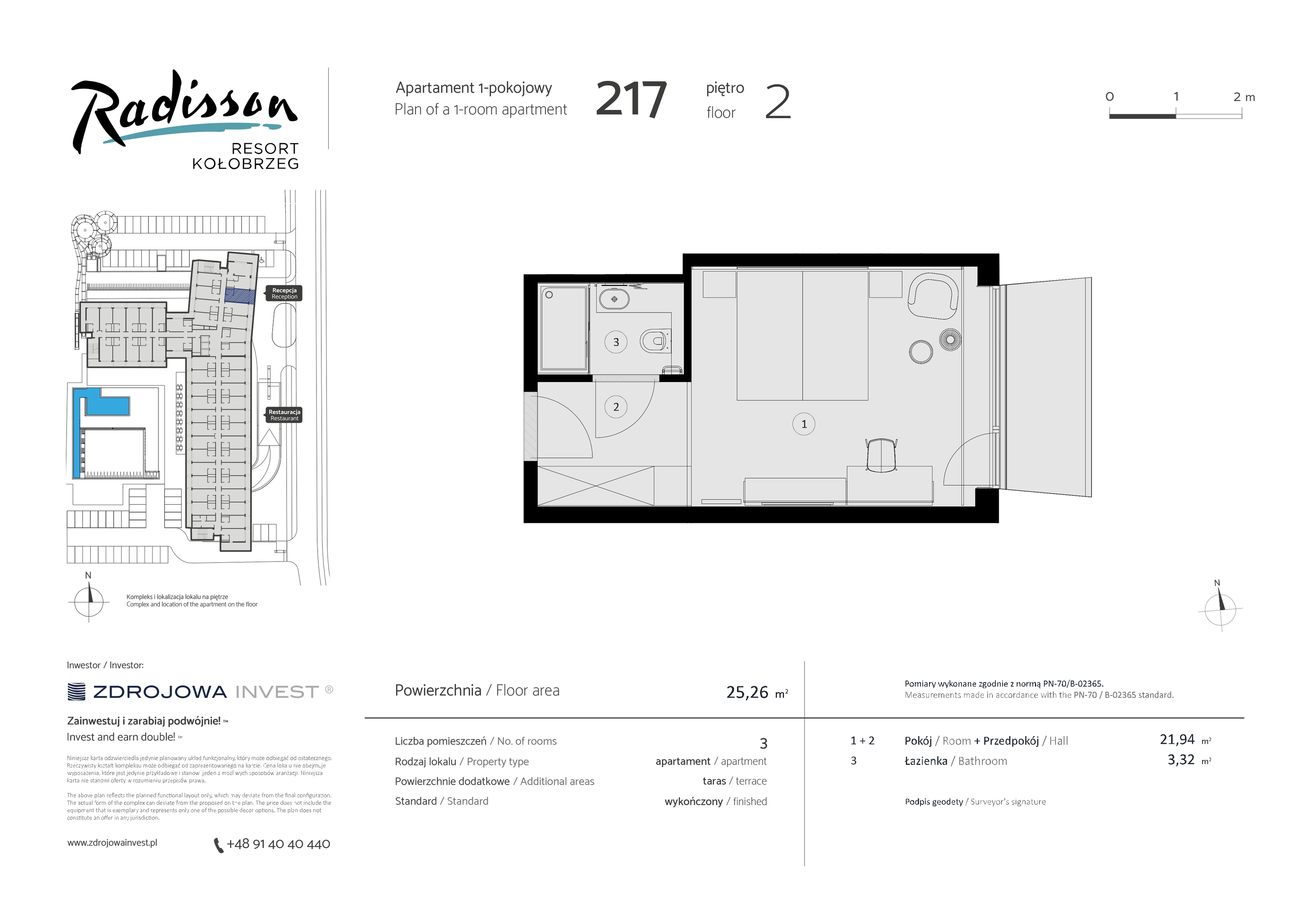 Apartament inwestycyjny 25,26 m², piętro 2, oferta nr 217, Radisson Resort Kołobrzeg, Kołobrzeg, ul. Morawskiego 10-idx