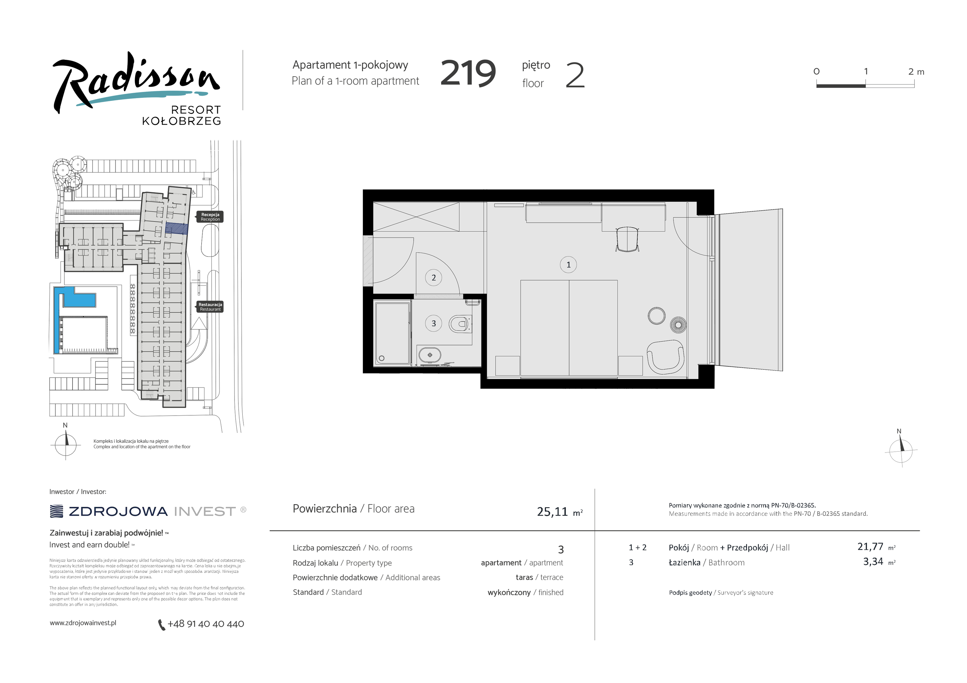 Apartament inwestycyjny 25,11 m², piętro 2, oferta nr 219, Radisson Resort Kołobrzeg, Kołobrzeg, ul. Morawskiego 10-idx