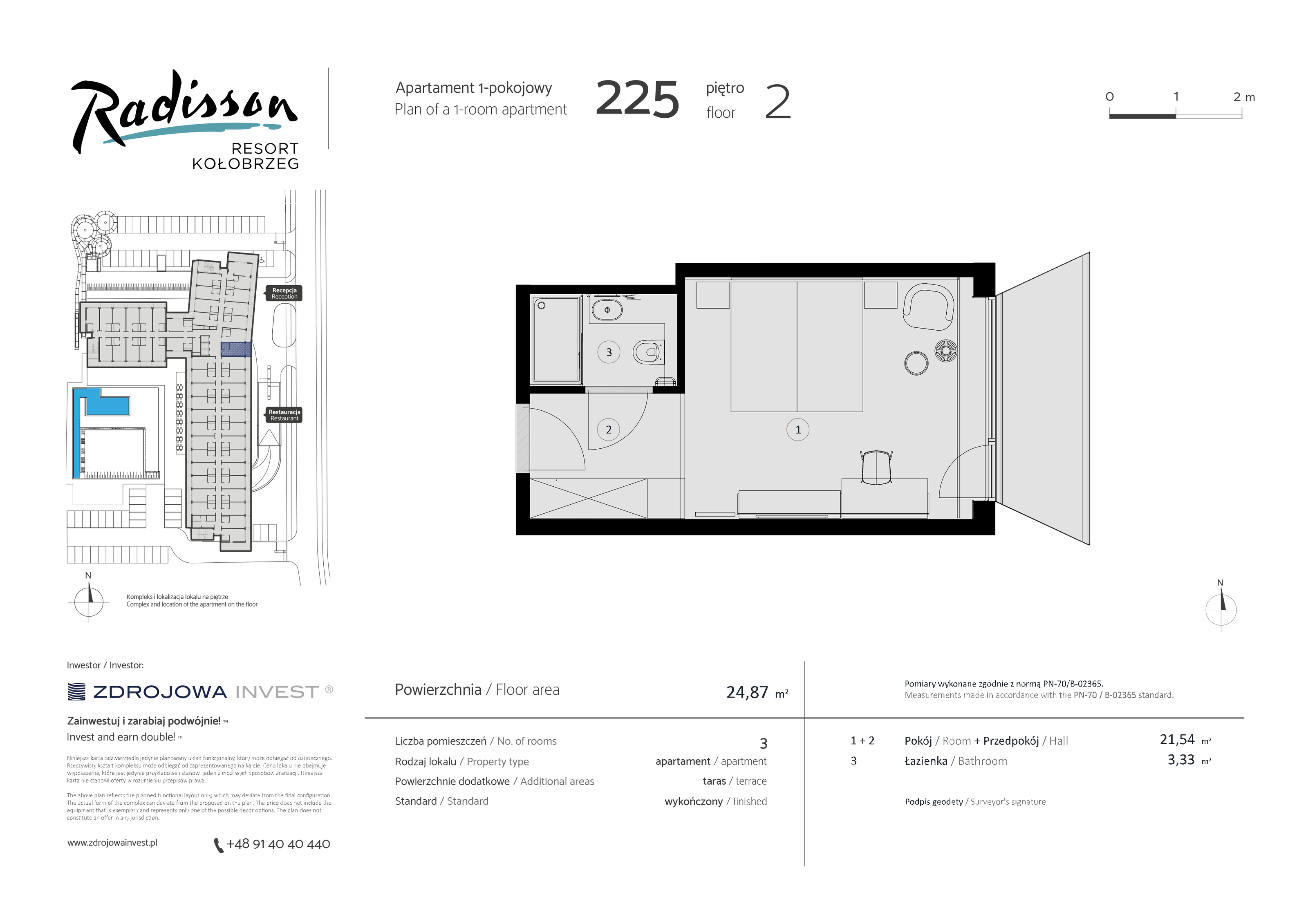 Apartament inwestycyjny 24,87 m², piętro 2, oferta nr 225, Radisson Resort Kołobrzeg, Kołobrzeg, ul. Morawskiego 10-idx