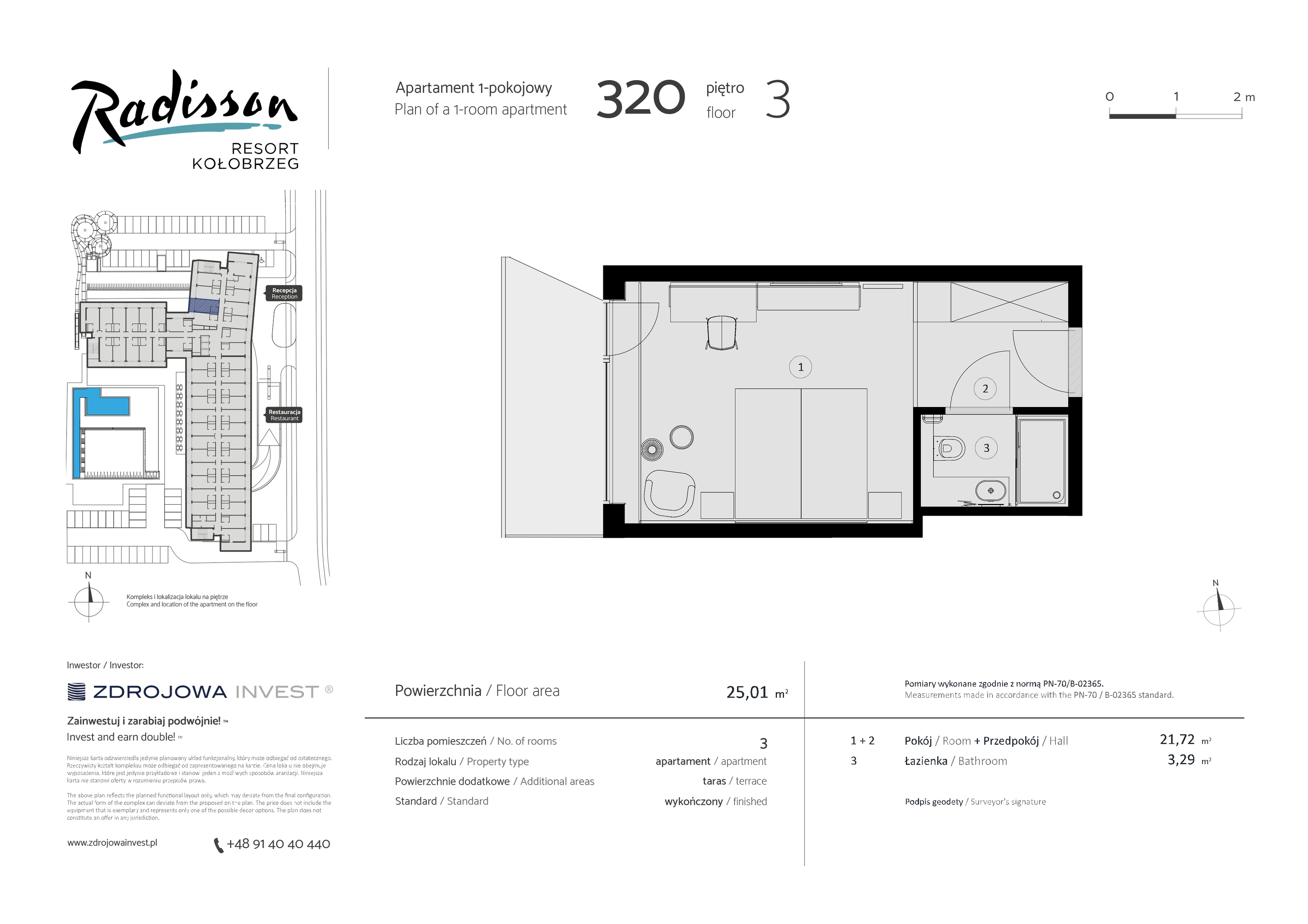 Apartament inwestycyjny 25,01 m², piętro 3, oferta nr 320, Radisson Resort Kołobrzeg, Kołobrzeg, ul. Morawskiego 10-idx