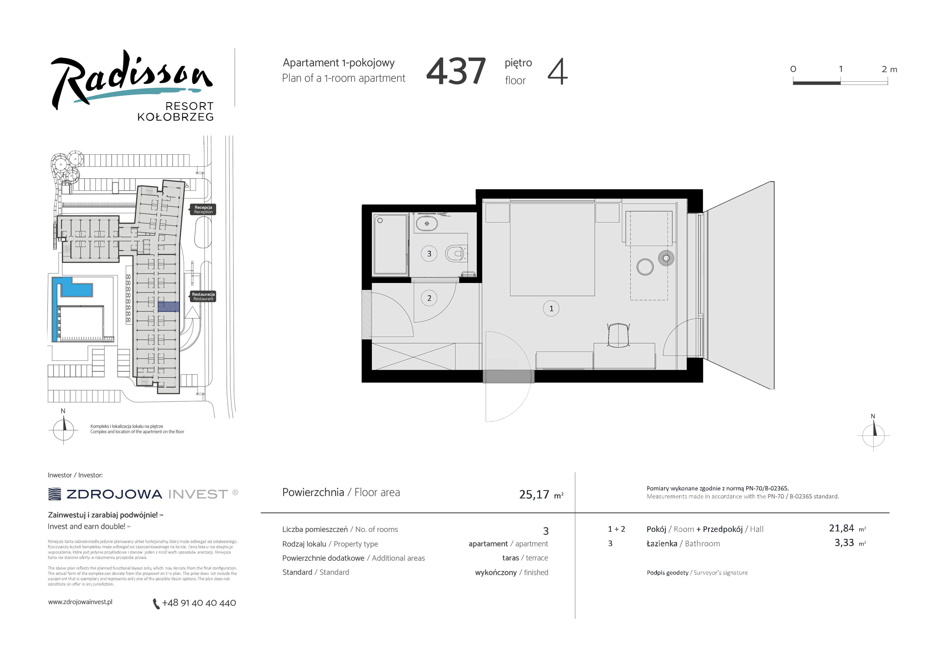 Apartament inwestycyjny 25,17 m², piętro 4, oferta nr 437, Radisson Resort Kołobrzeg, Kołobrzeg, ul. Morawskiego 10-idx