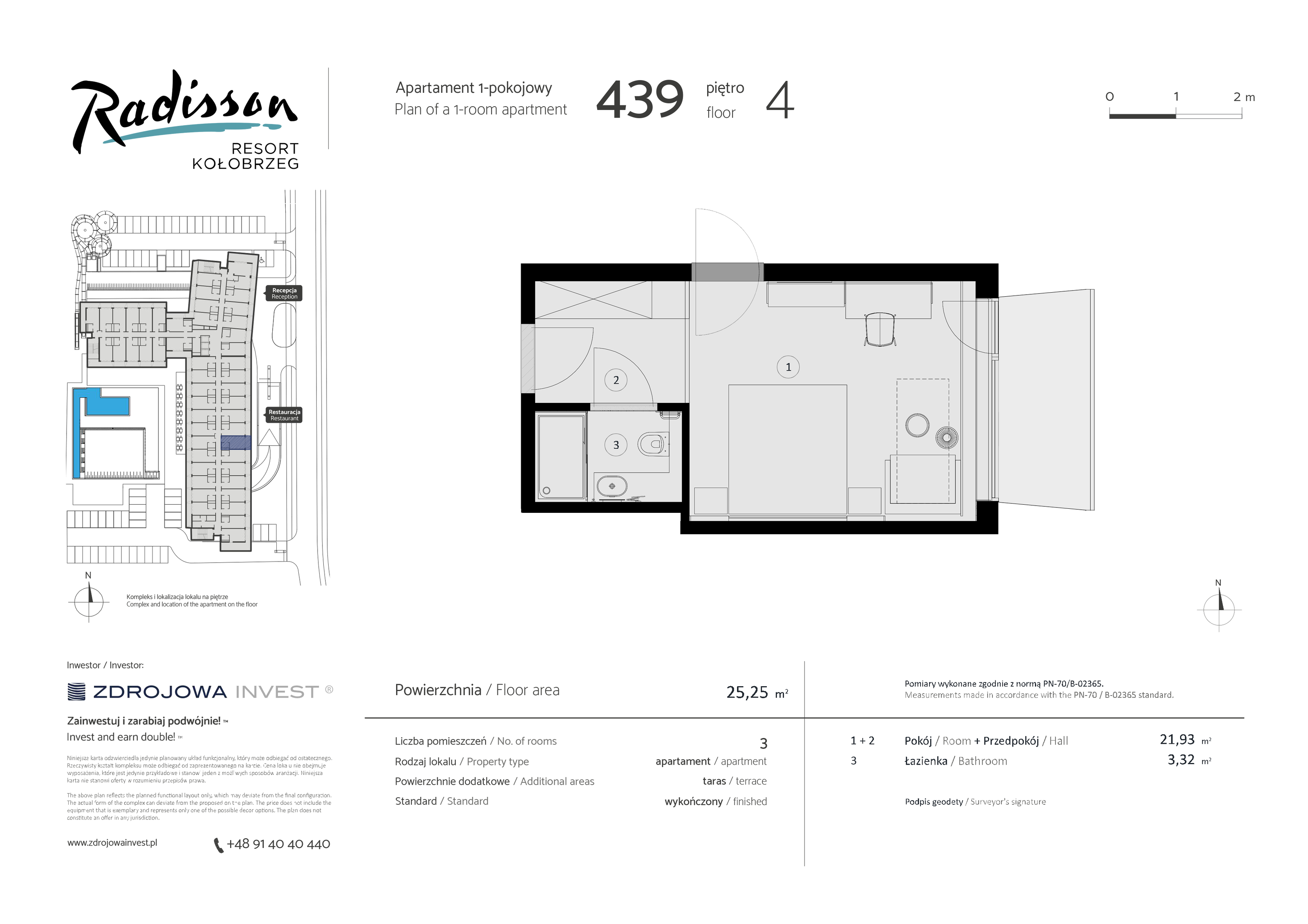 Apartament inwestycyjny 25,25 m², piętro 4, oferta nr 439, Radisson Resort Kołobrzeg, Kołobrzeg, ul. Morawskiego 10-idx