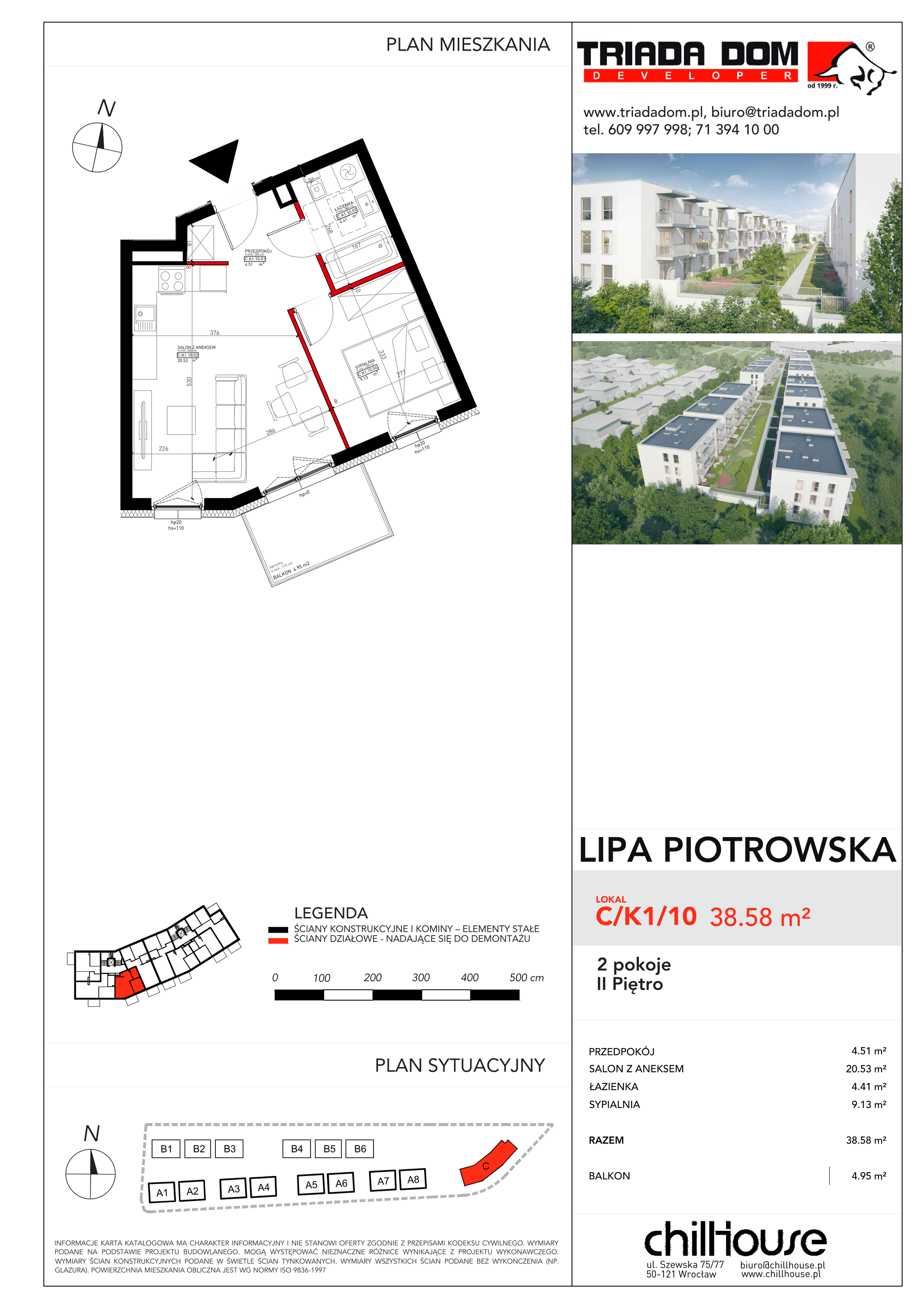 Mieszkanie 38,58 m², piętro 2, oferta nr C/K1/10, Lipa Piotrowska C, Wrocław, Lipa Piotrowska, ul. Lawendowa / Melisowa-idx