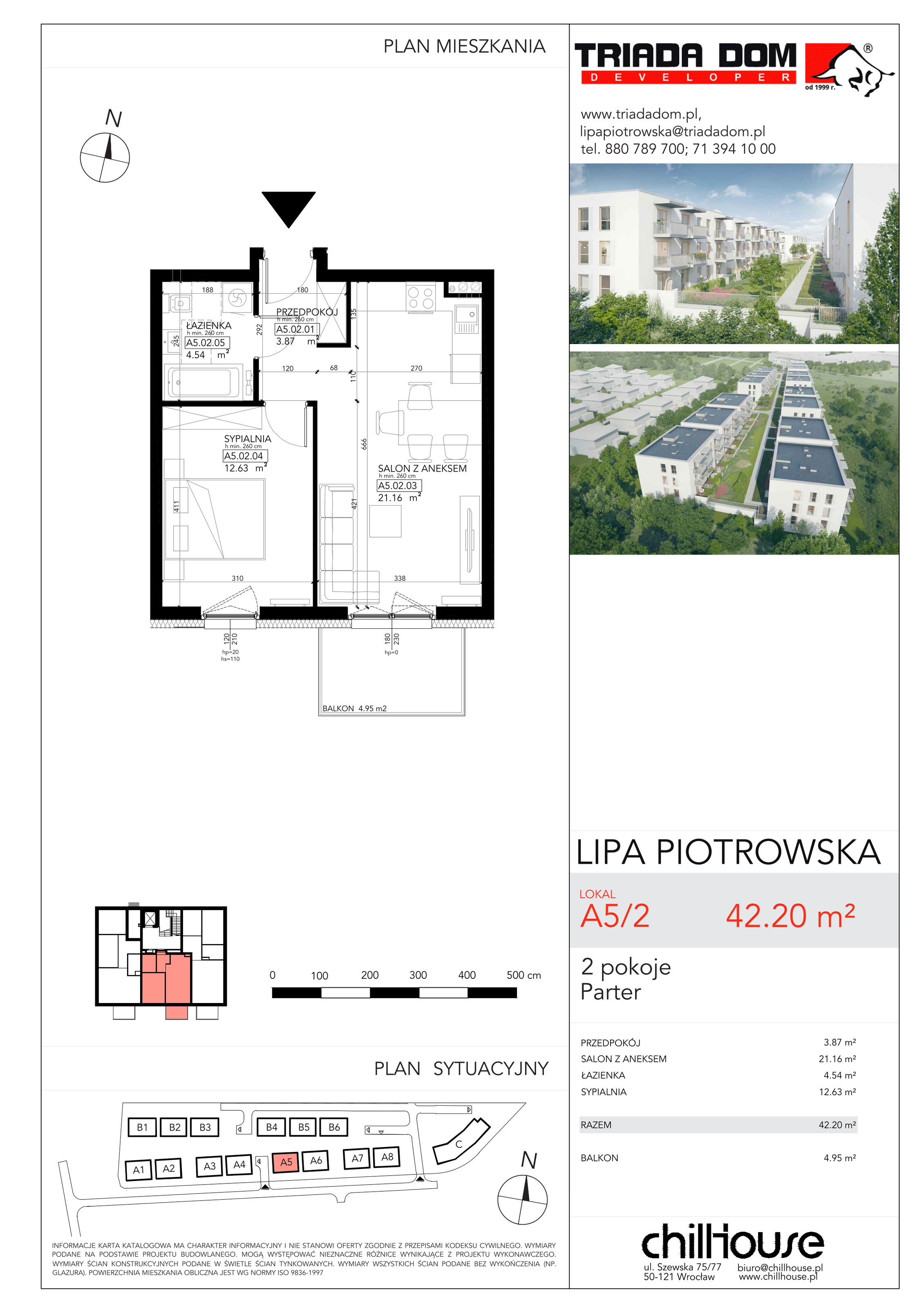 Mieszkanie 42,20 m², parter, oferta nr A52, Lipa Piotrowska, Wrocław, Lipa Piotrowska, ul. Lawendowa / Melisowa-idx