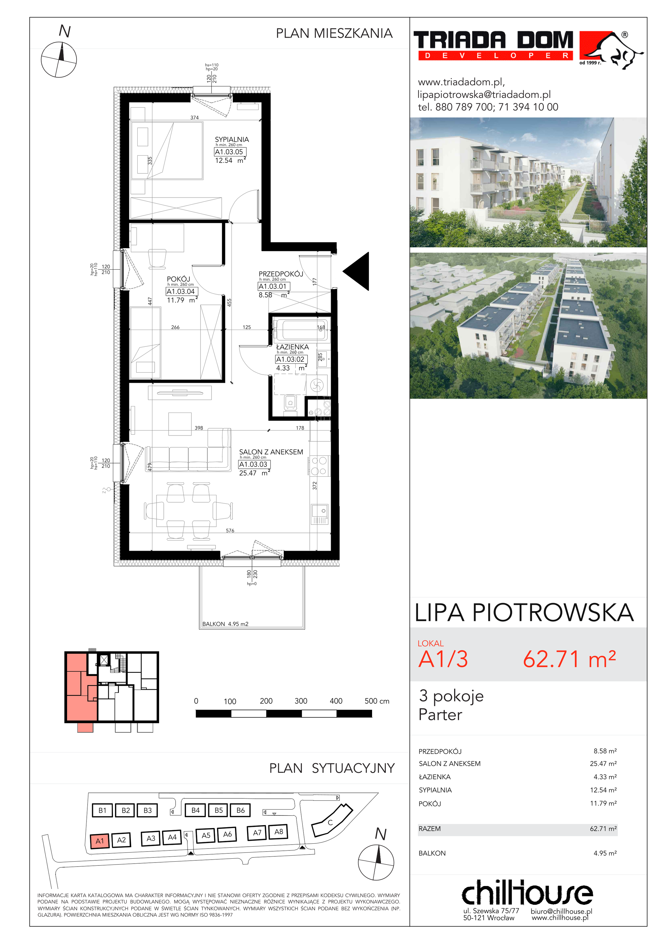 Mieszkanie 62,71 m², parter, oferta nr A13, Lipa Piotrowska, Wrocław, Lipa Piotrowska, ul. Lawendowa / Melisowa-idx