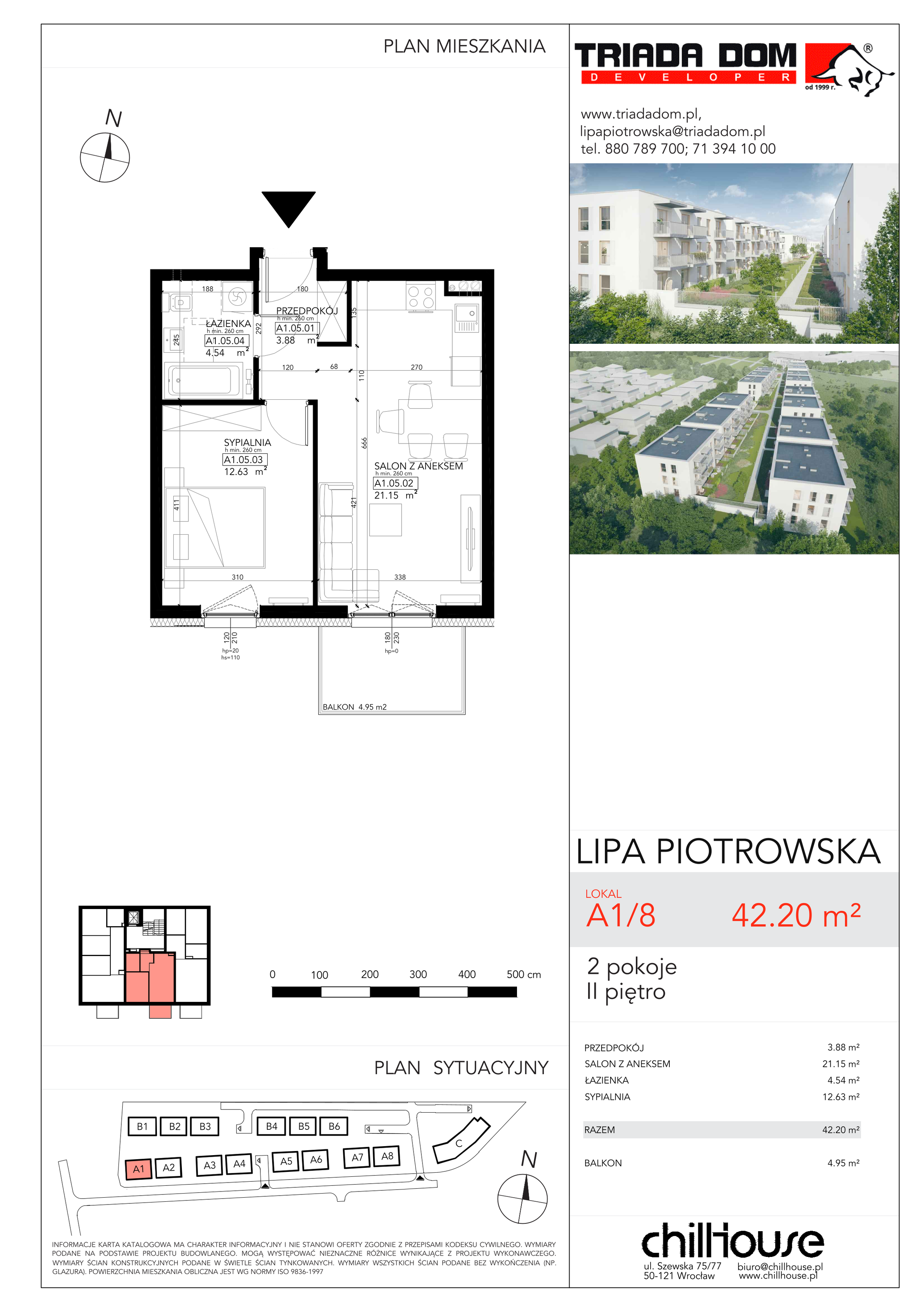 Mieszkanie 42,20 m², piętro 2, oferta nr A18, Lipa Piotrowska, Wrocław, Lipa Piotrowska, ul. Lawendowa / Melisowa-idx