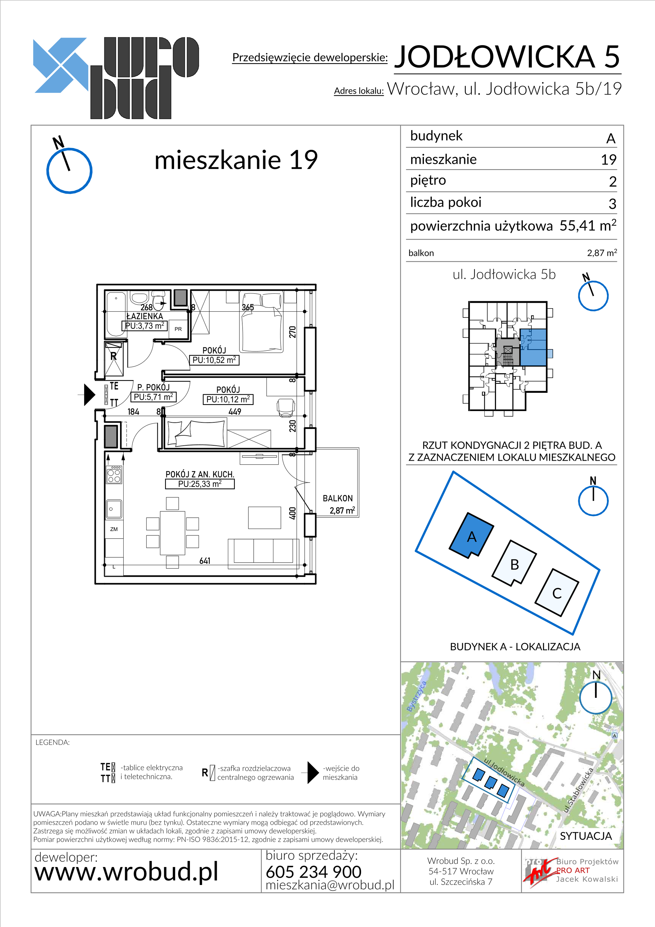 Mieszkanie 55,41 m², piętro 2, oferta nr A19, Jodłowicka 5, Wrocław, Maślice, Stabłowice, ul. Jodłowicka 5-idx