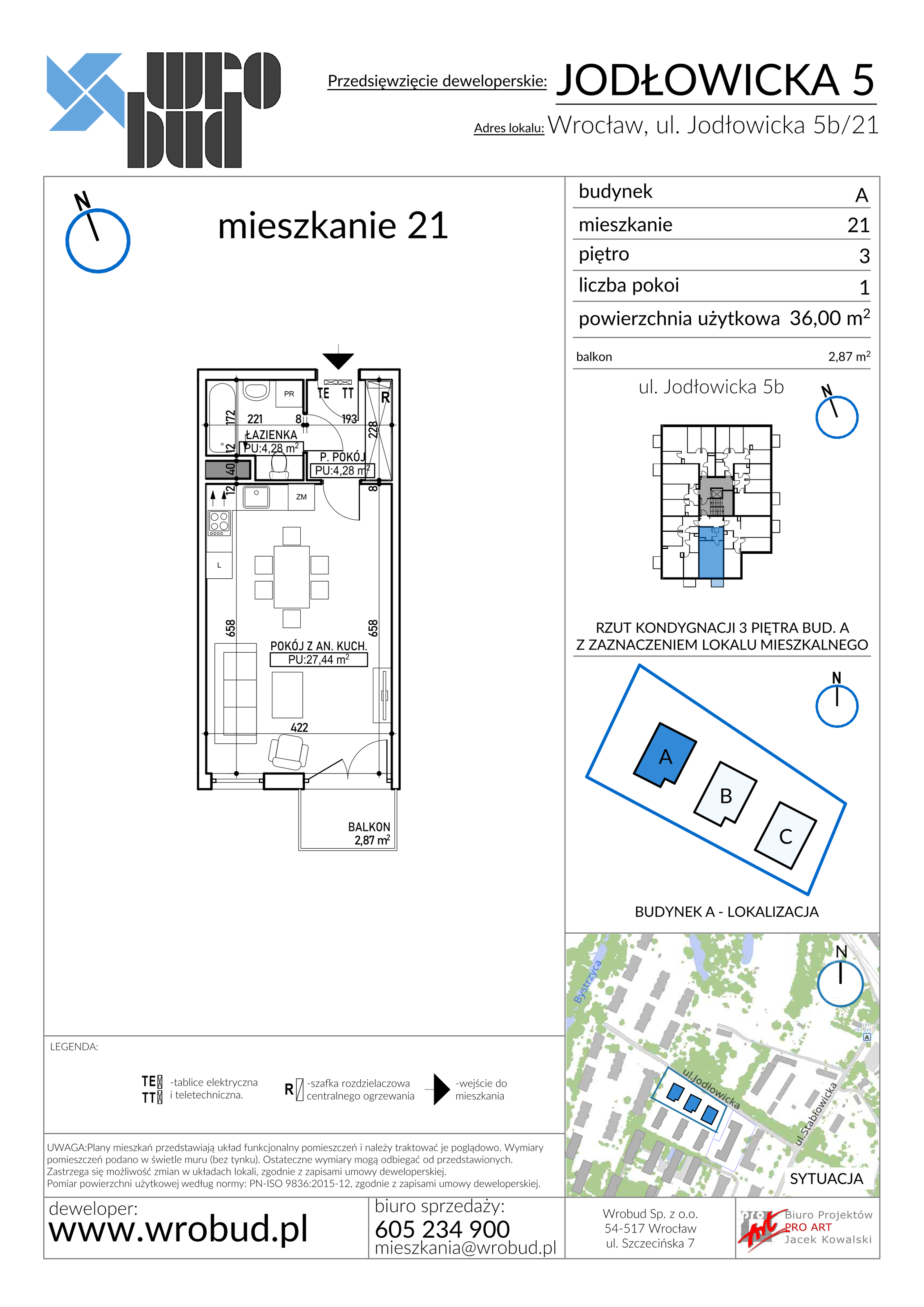 Mieszkanie 36,00 m², piętro 3, oferta nr A21, Jodłowicka 5, Wrocław, Maślice, Stabłowice, ul. Jodłowicka 5-idx