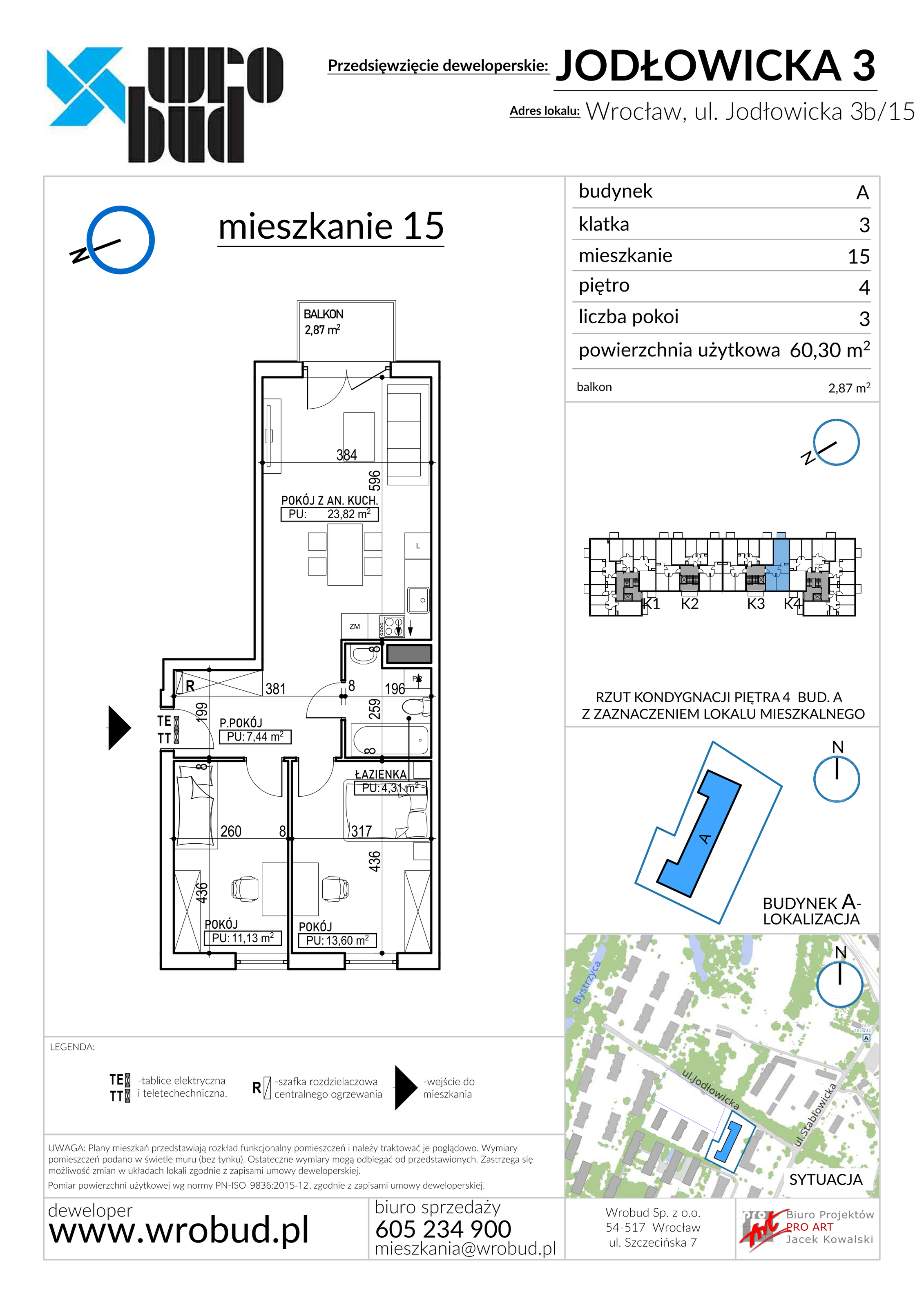 Mieszkanie 60,34 m², piętro 4, oferta nr 15, Jodłowicka 3, Wrocław, Leśnica, Stabłowice, ul. Jodłowicka 3-idx