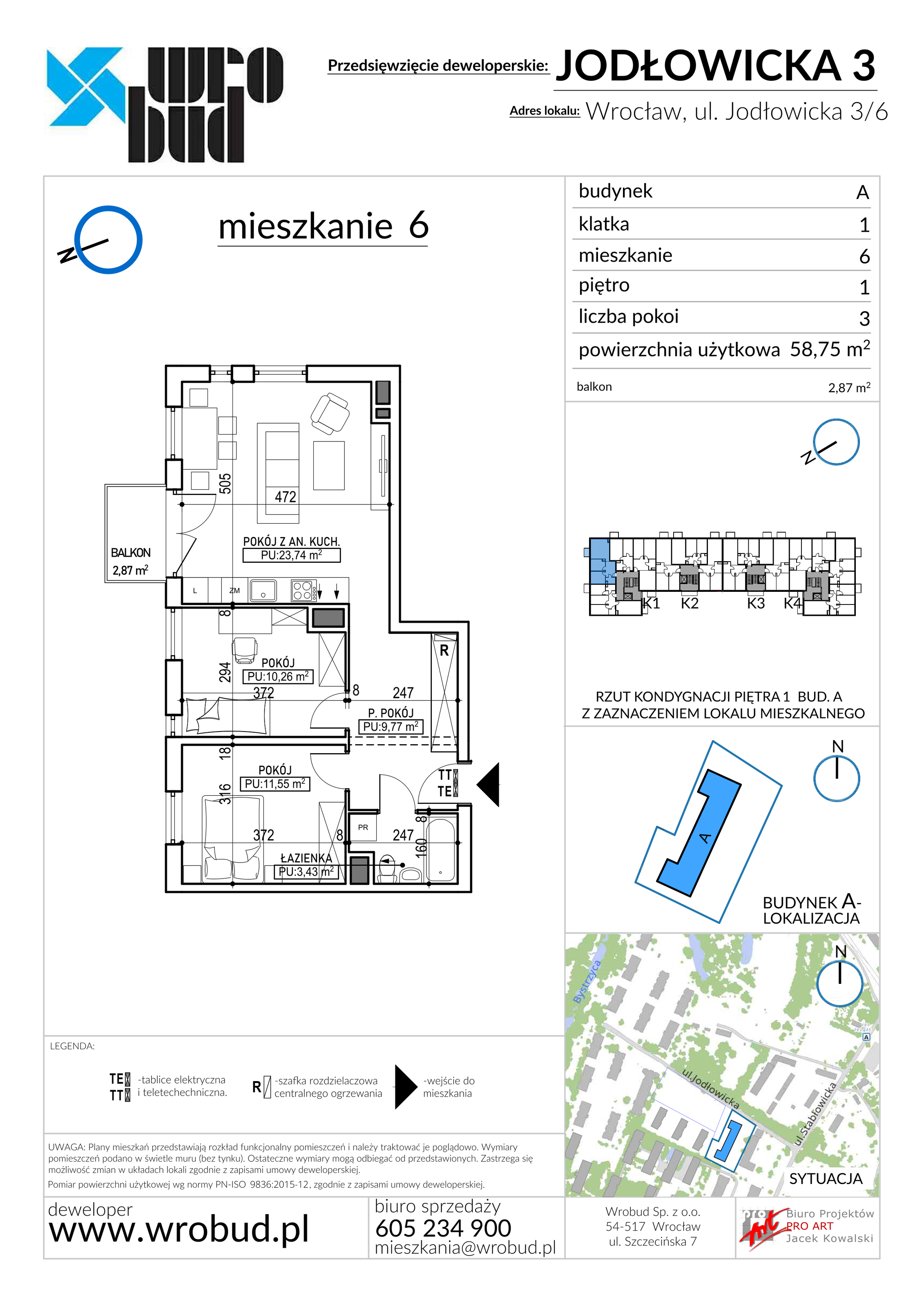 Mieszkanie 58,85 m², piętro 1, oferta nr 6, Jodłowicka 3, Wrocław, Leśnica, Stabłowice, ul. Jodłowicka 3-idx