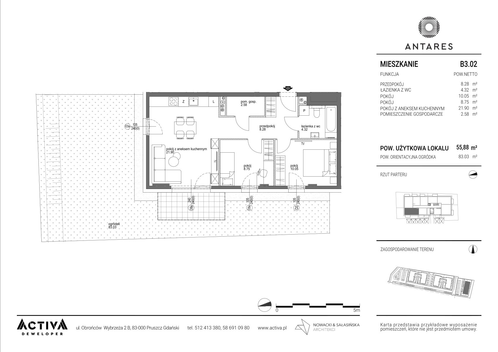 Mieszkanie 55,88 m², parter, oferta nr B3.02, Antares B3, Pruszcz Gdański, ul. Lilli Wenedy-idx