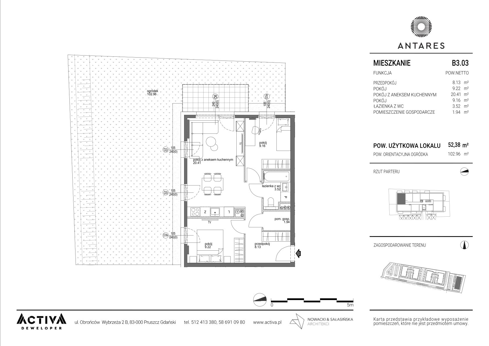 Mieszkanie 52,38 m², parter, oferta nr B3.03, Antares B3, Pruszcz Gdański, ul. Lilli Wenedy-idx