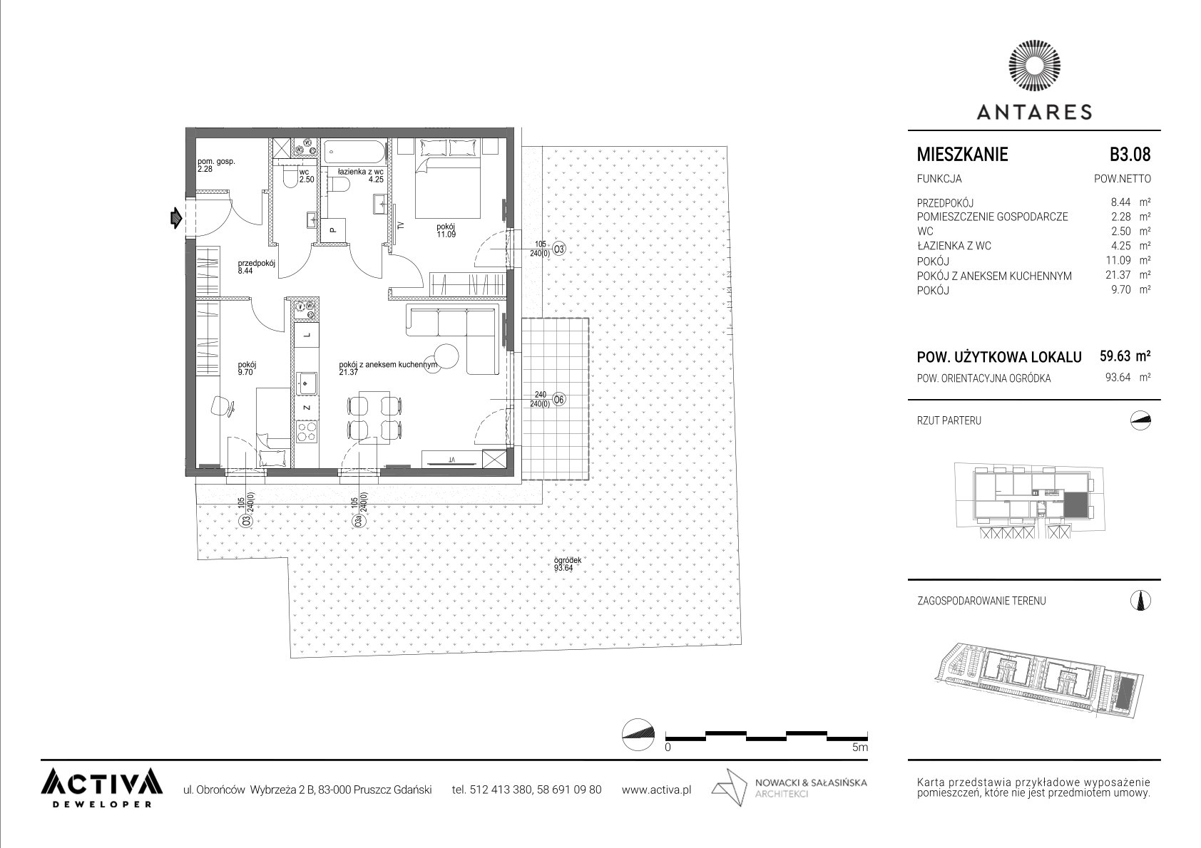 Mieszkanie 59,63 m², parter, oferta nr B3.08, Antares B3, Pruszcz Gdański, ul. Lilli Wenedy-idx