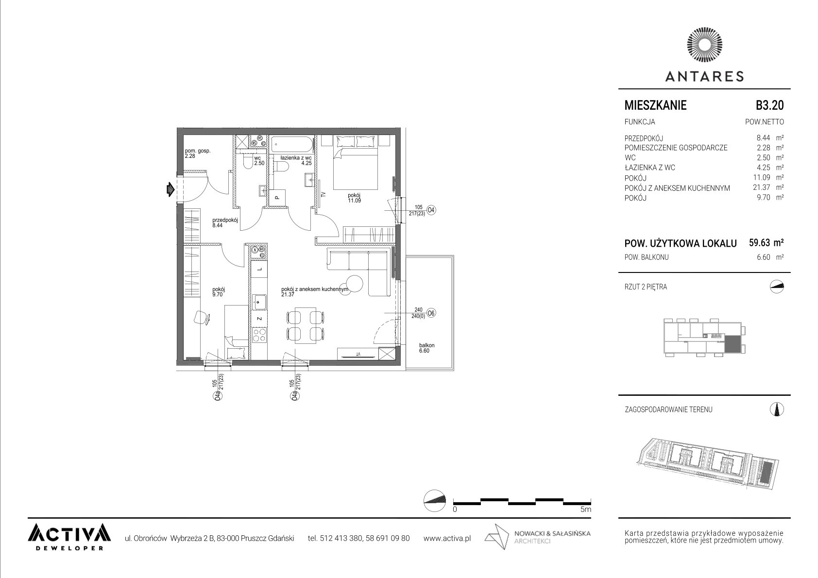 Mieszkanie 59,63 m², piętro 2, oferta nr B3.20, Antares B3, Pruszcz Gdański, ul. Lilli Wenedy-idx