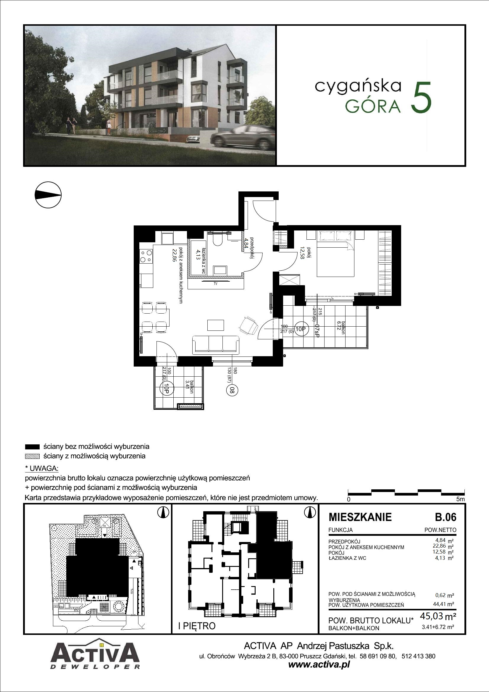 Mieszkanie 45,03 m², piętro 1, oferta nr B.06, Cygańska Góra 5, Gdańsk, Suchanino, ul. Cygańska Góra 5-idx