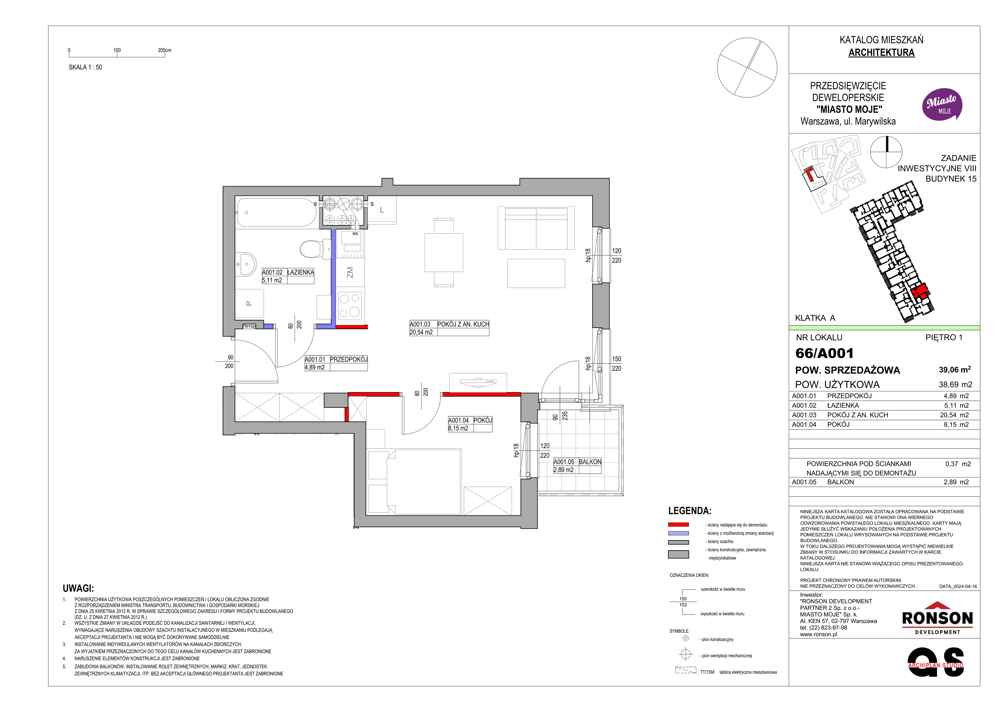 Mieszkanie 39,06 m², piętro 1, oferta nr B15/A001, Miasto Moje, Warszawa, Białołęka, Żerań, ul. Marywilska 62-idx