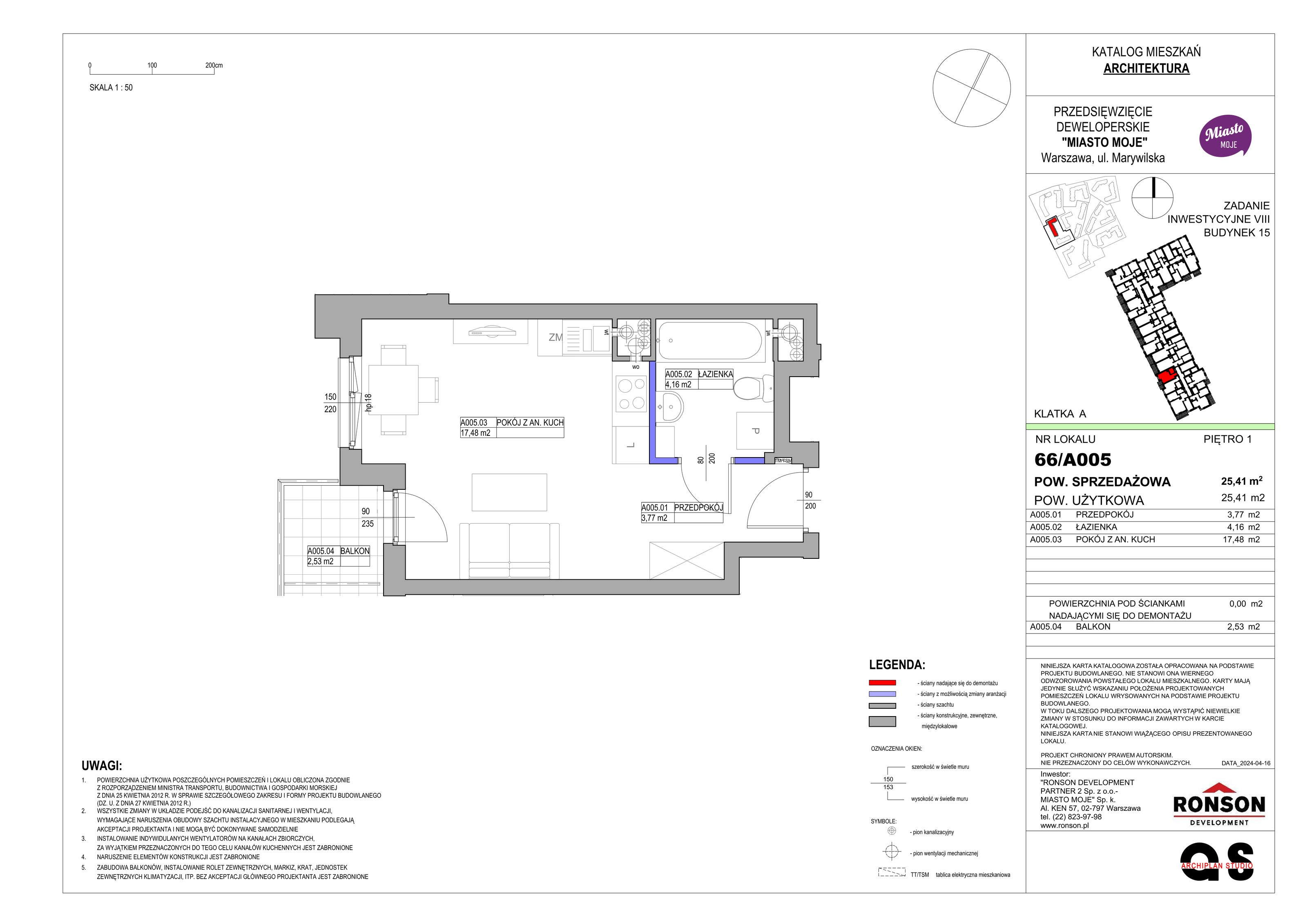 Mieszkanie 25,41 m², piętro 1, oferta nr B15/A005, Miasto Moje, Warszawa, Białołęka, Żerań, ul. Marywilska 62-idx