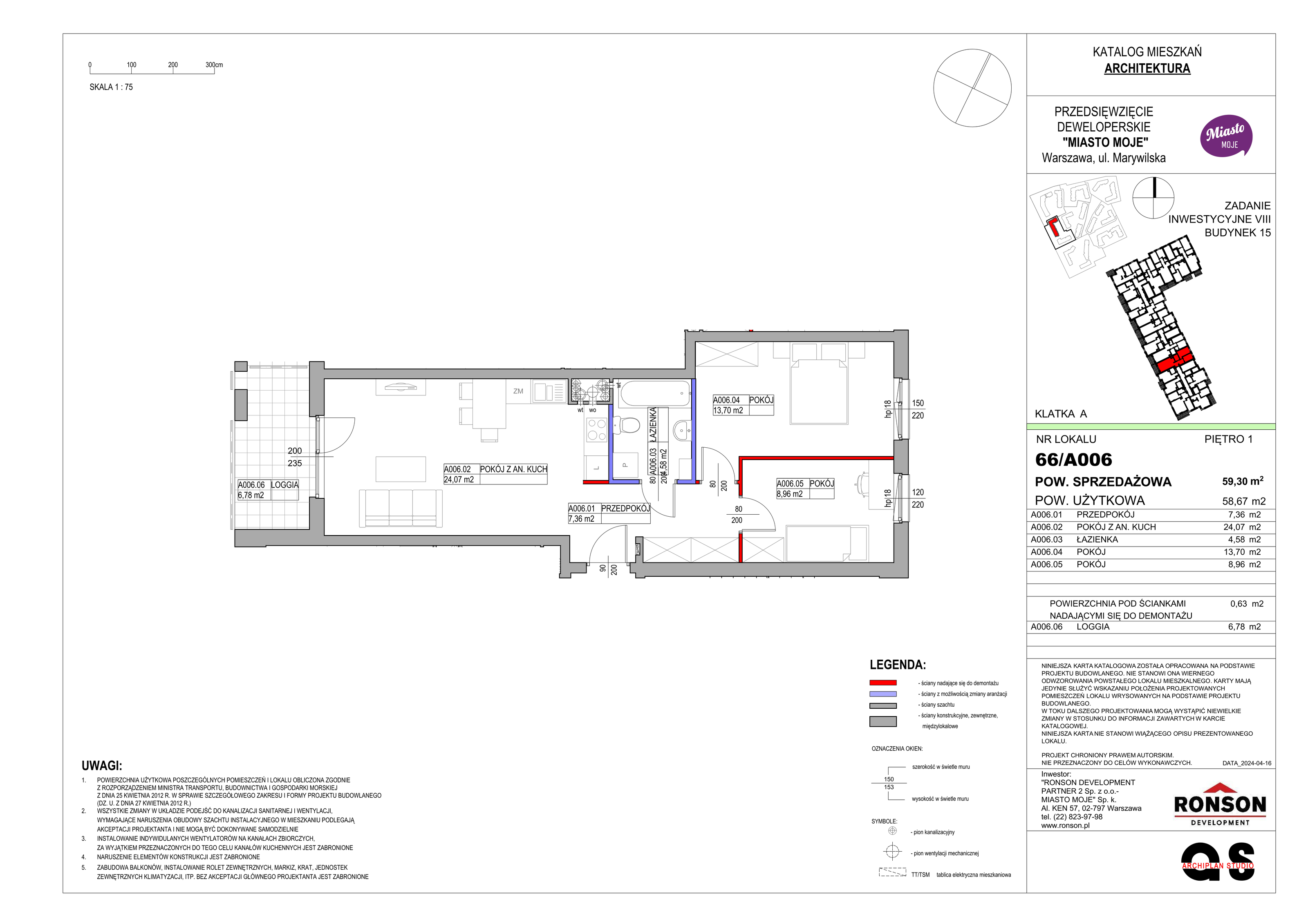 Mieszkanie 59,30 m², piętro 1, oferta nr B15/A006, Miasto Moje, Warszawa, Białołęka, Żerań, ul. Marywilska 62-idx