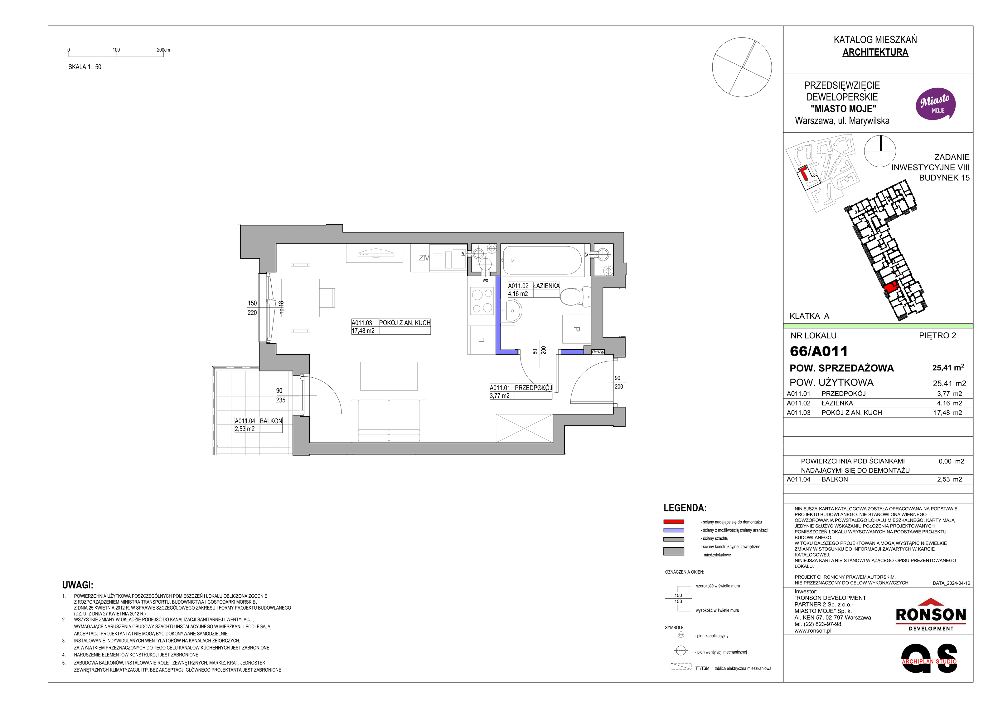 Mieszkanie 25,41 m², piętro 2, oferta nr B15/A011, Miasto Moje, Warszawa, Białołęka, Żerań, ul. Marywilska 62-idx