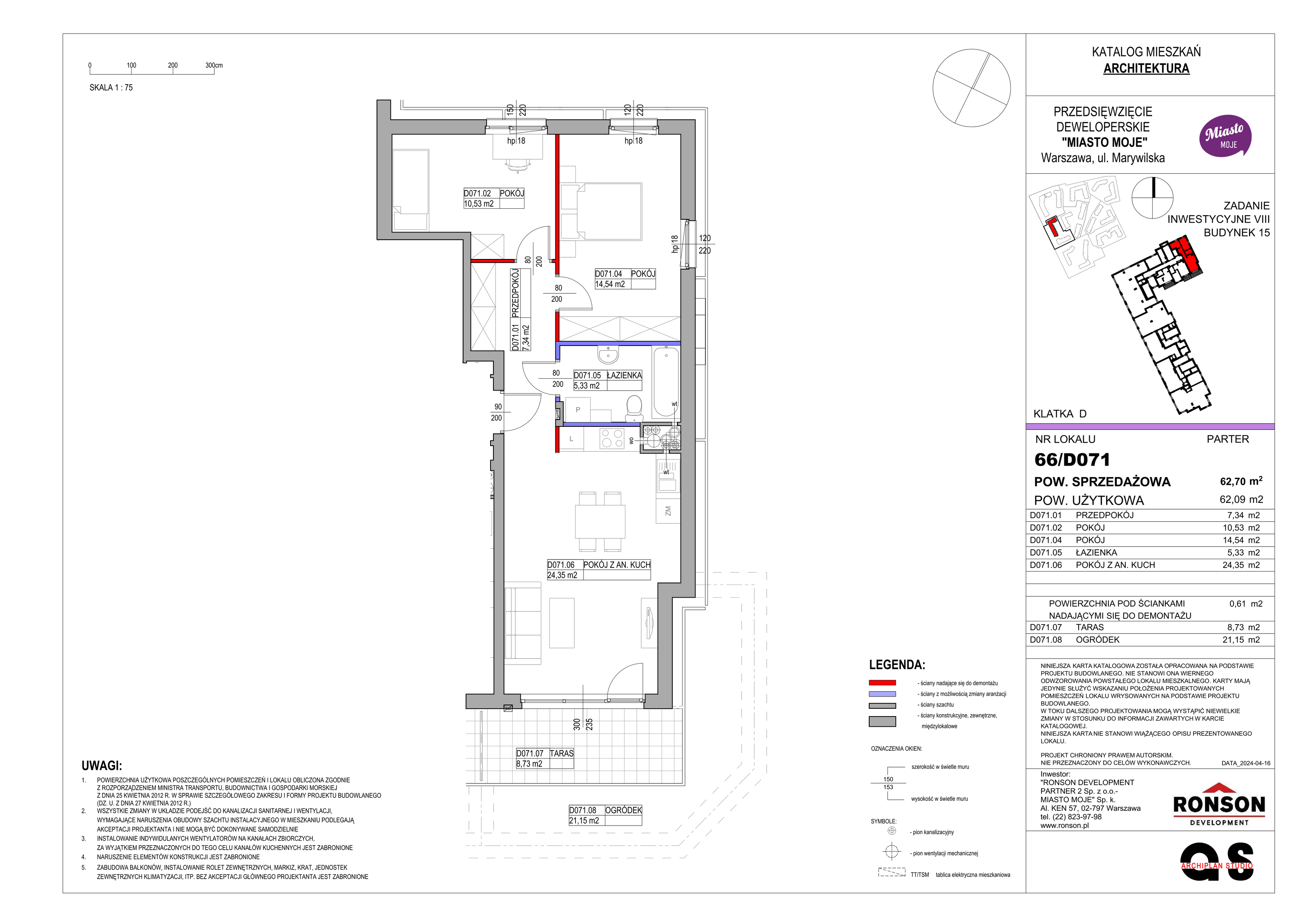 Mieszkanie 62,70 m², parter, oferta nr B15/D071, Miasto Moje, Warszawa, Białołęka, Żerań, ul. Marywilska 62-idx