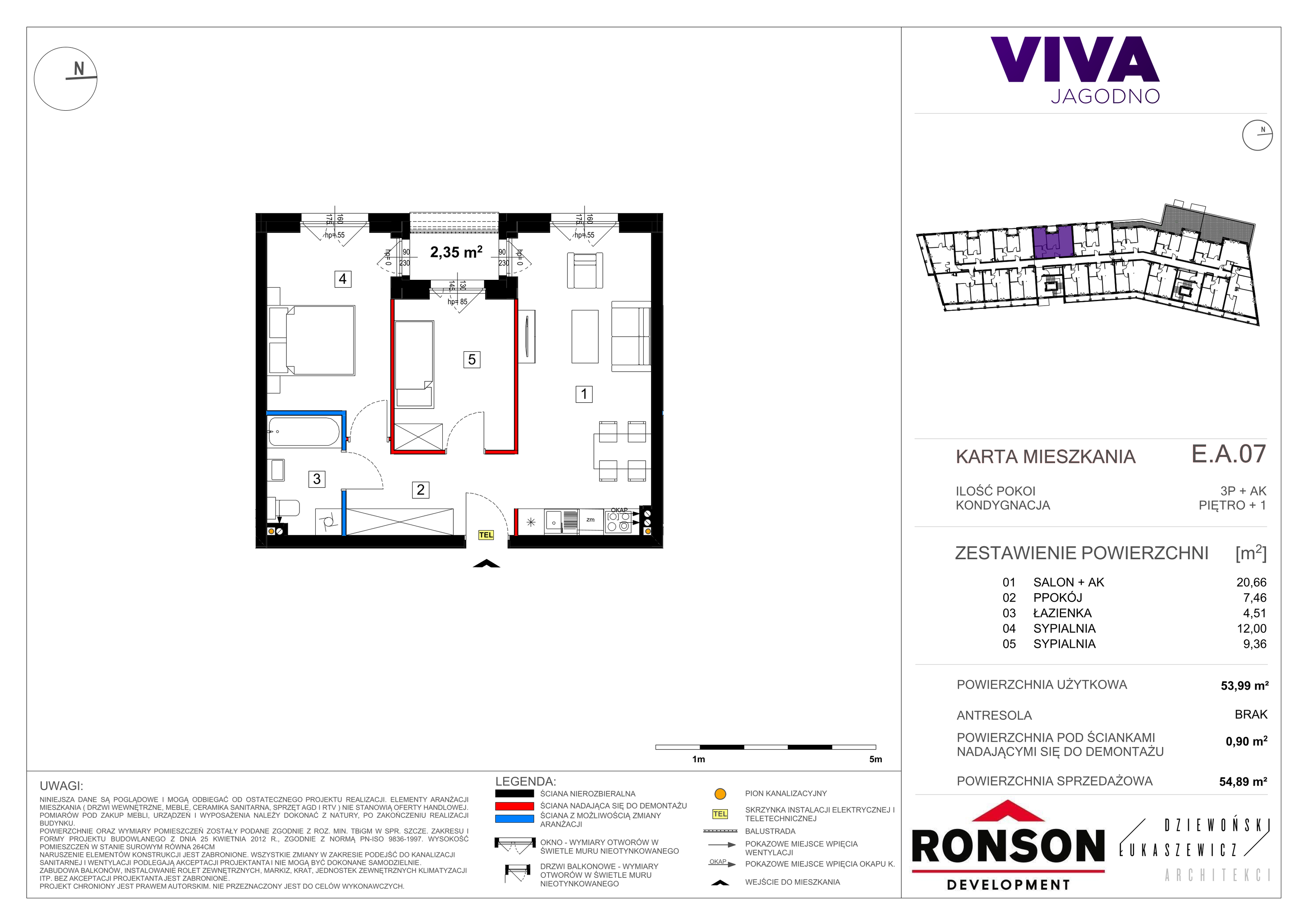 Mieszkanie 54,81 m², piętro 1, oferta nr EA_07, Viva Jagodno 3, Wrocław, Jagodno, Krzyki, ul. Kajdasza-idx