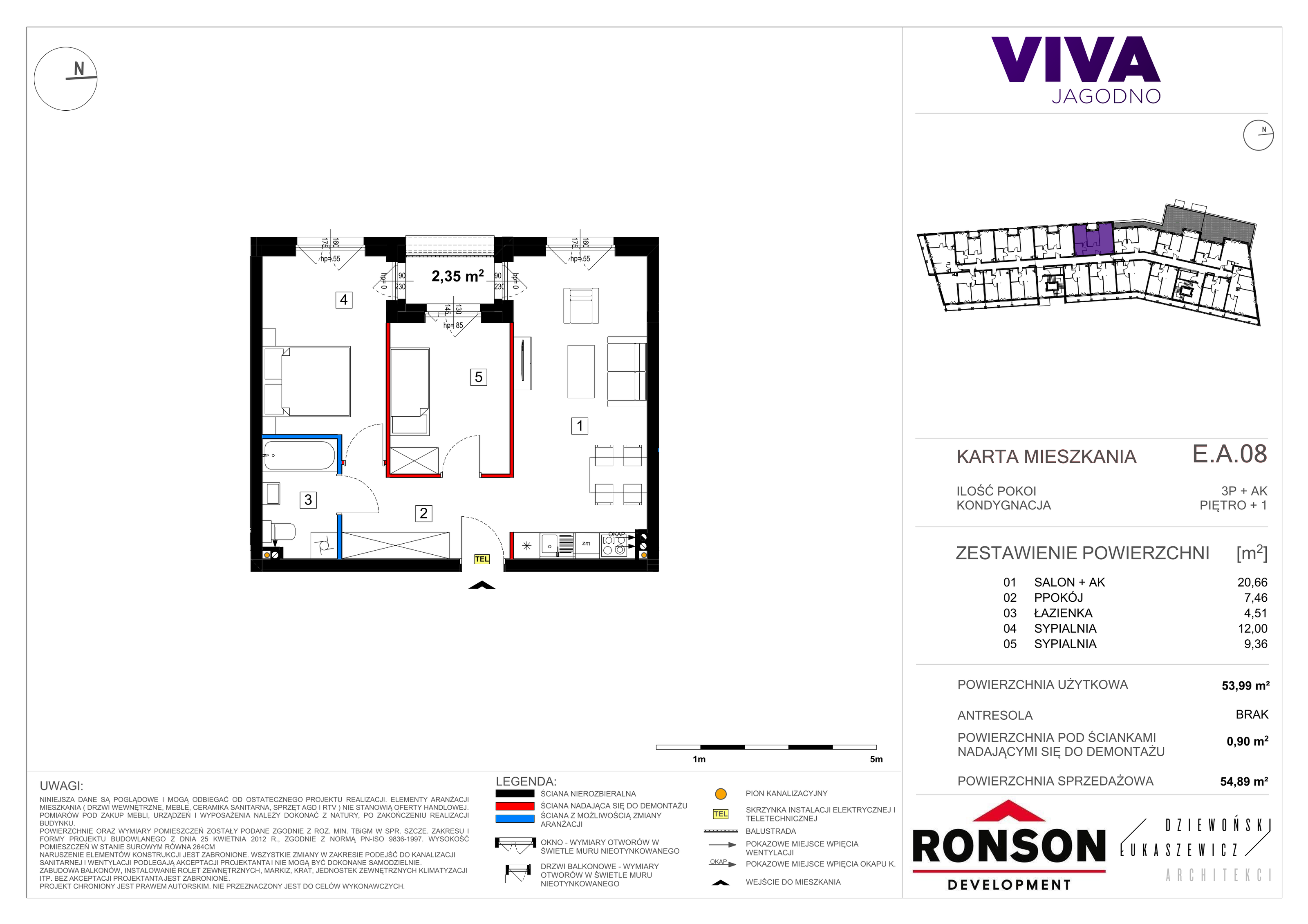 Mieszkanie 54,81 m², piętro 1, oferta nr EA_08, Viva Jagodno 3, Wrocław, Jagodno, Krzyki, ul. Kajdasza-idx